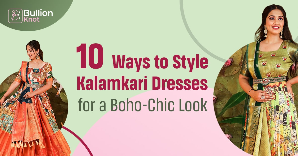 Boho-chic Kalamkari dress styling ideas featuring vibrant ethnic prints.