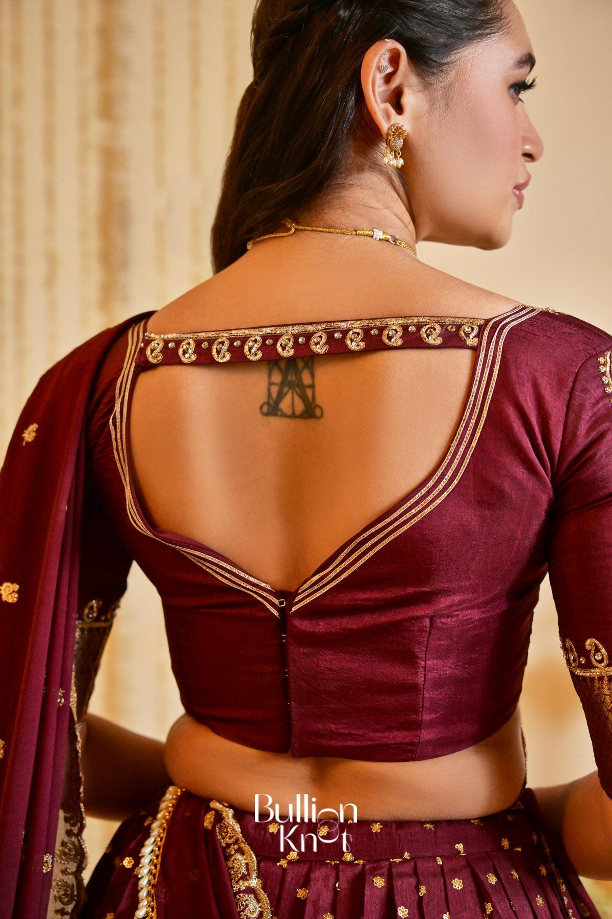 Wineesha Maroon Viscose Dola Lehenga Set