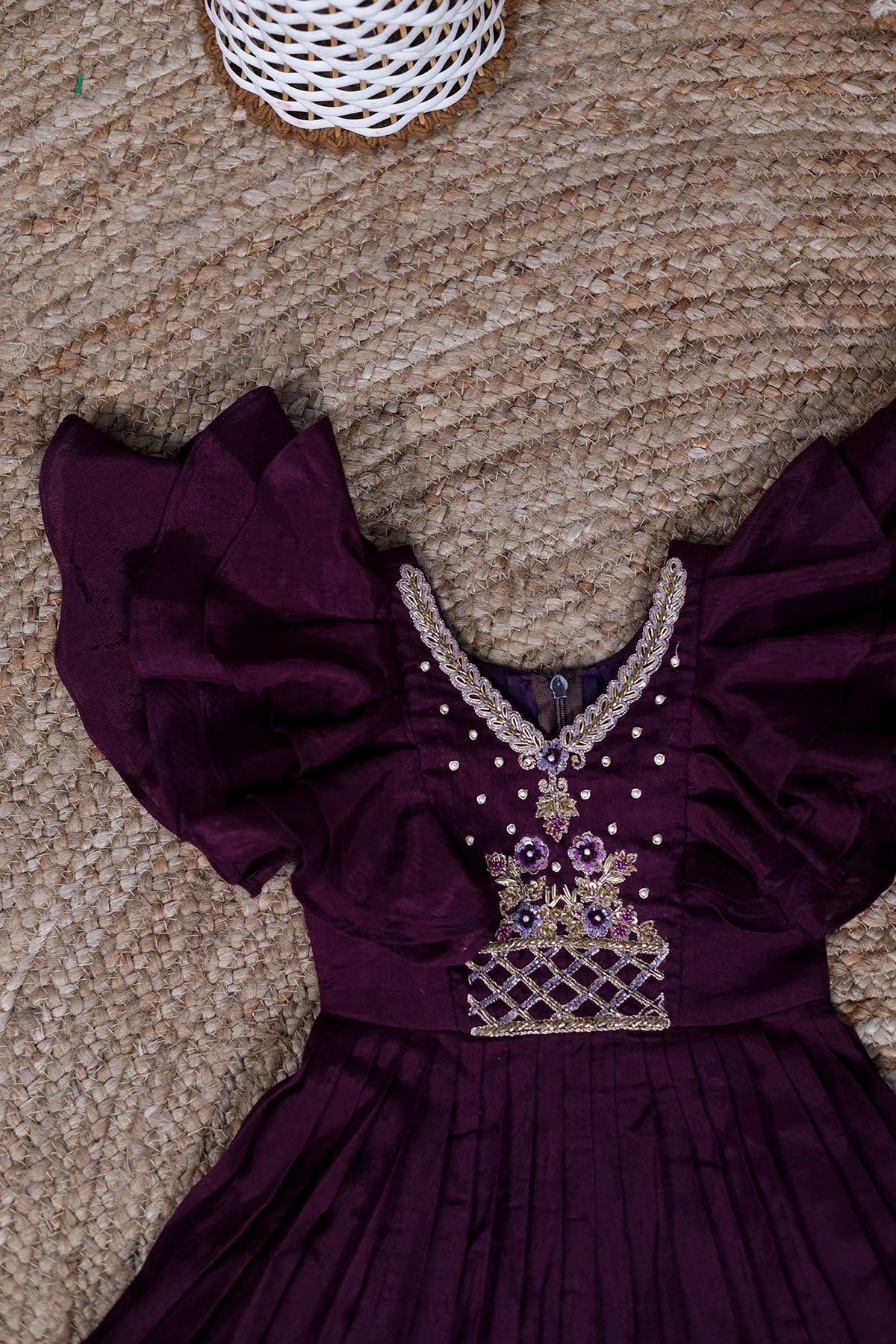 wine color Baby frock