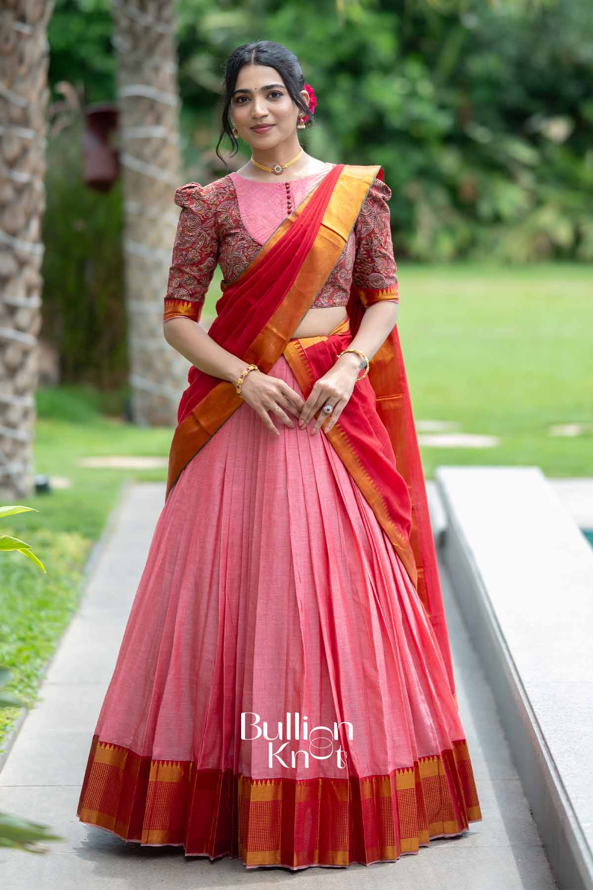 Kumkum | Pink Handloom Half Saree | Festive Radiance