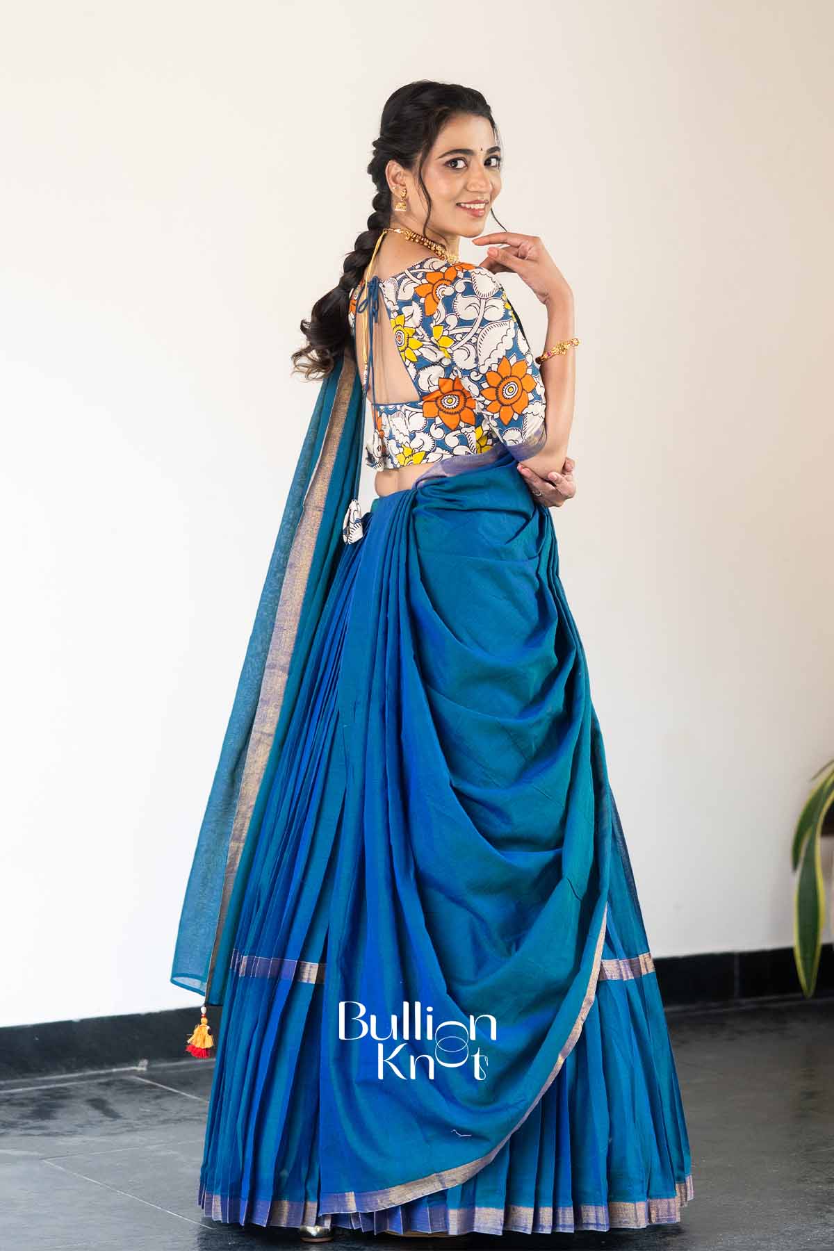 Morpankh | Indigo Handloom Half Saree| Festive Elegance