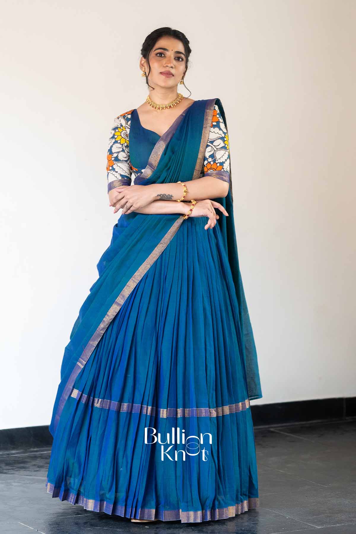 Morpankh | Indigo Handloom Half Saree| Festive Elegance
