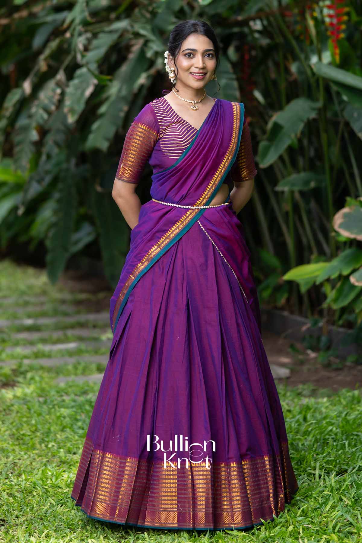 Nazakat | Magenta Handloom Half Saree | Festive Charm