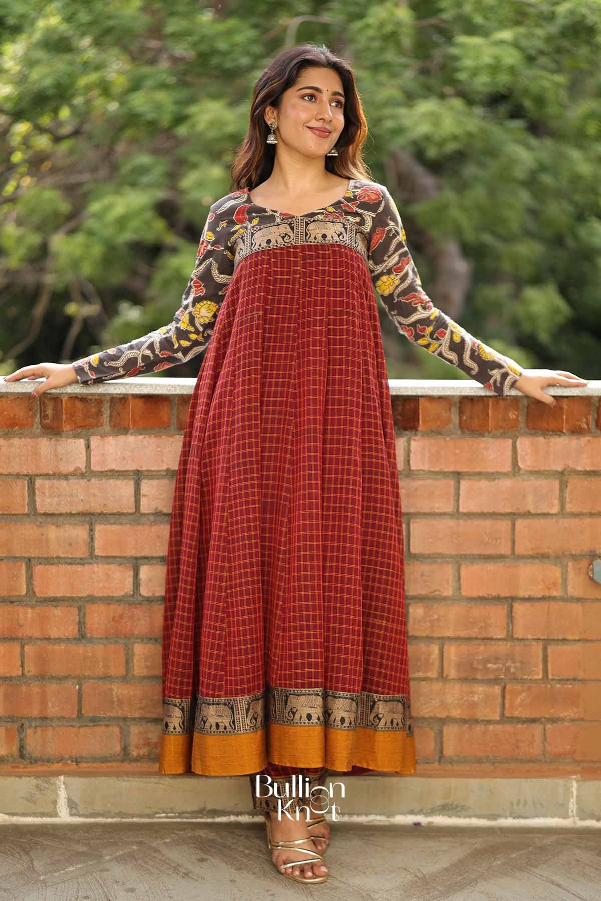 Gajraj Maroonj Anarkali Suit Set for Festive Wear