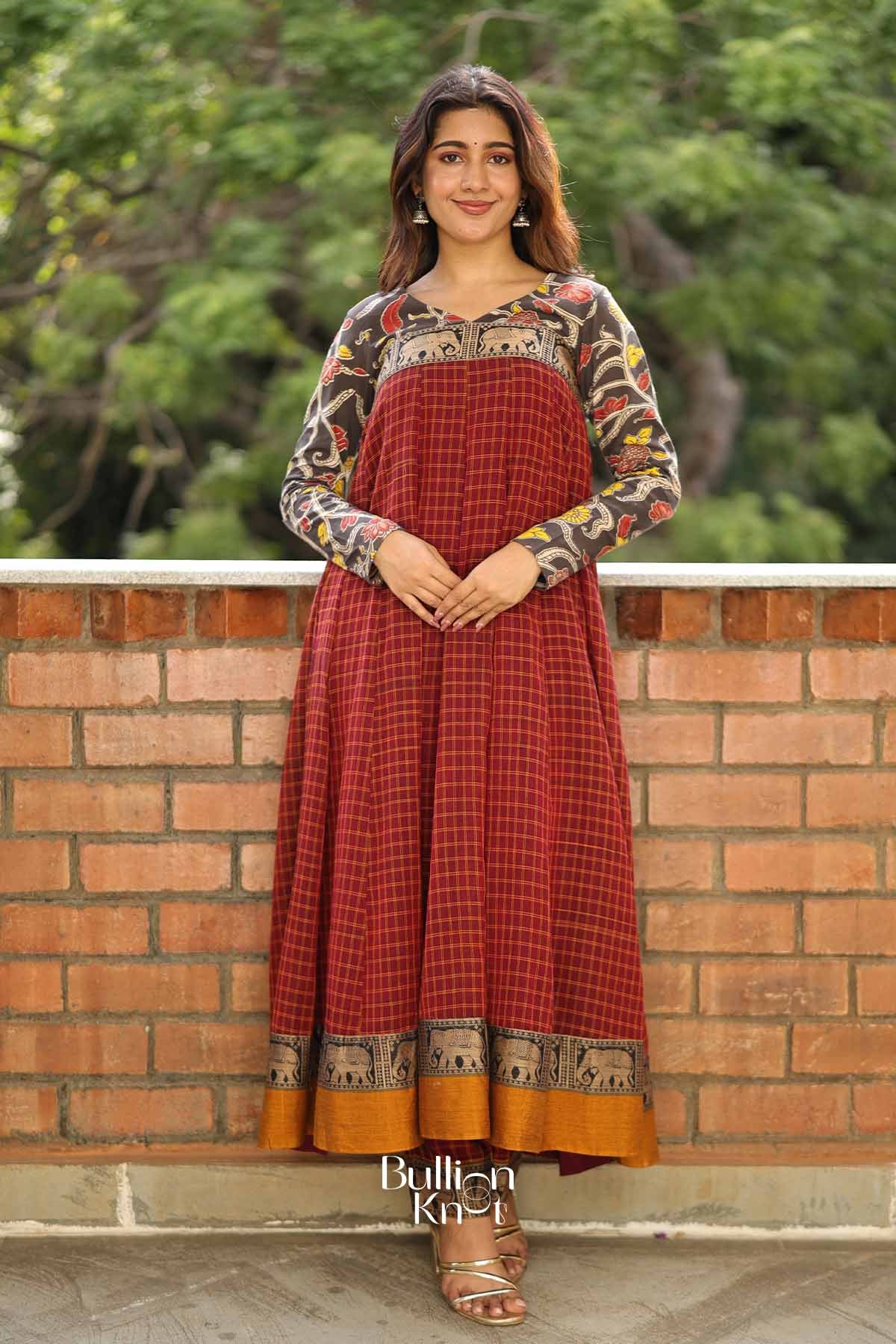 Gajraj Maroonj Anarkali Suit Set for Festive Wear