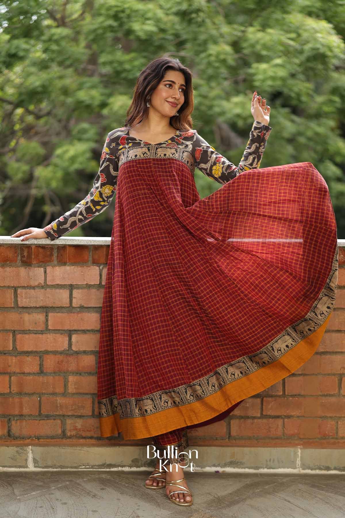 Gajraj Maroonj Anarkali Suit Set for Festive Wear
