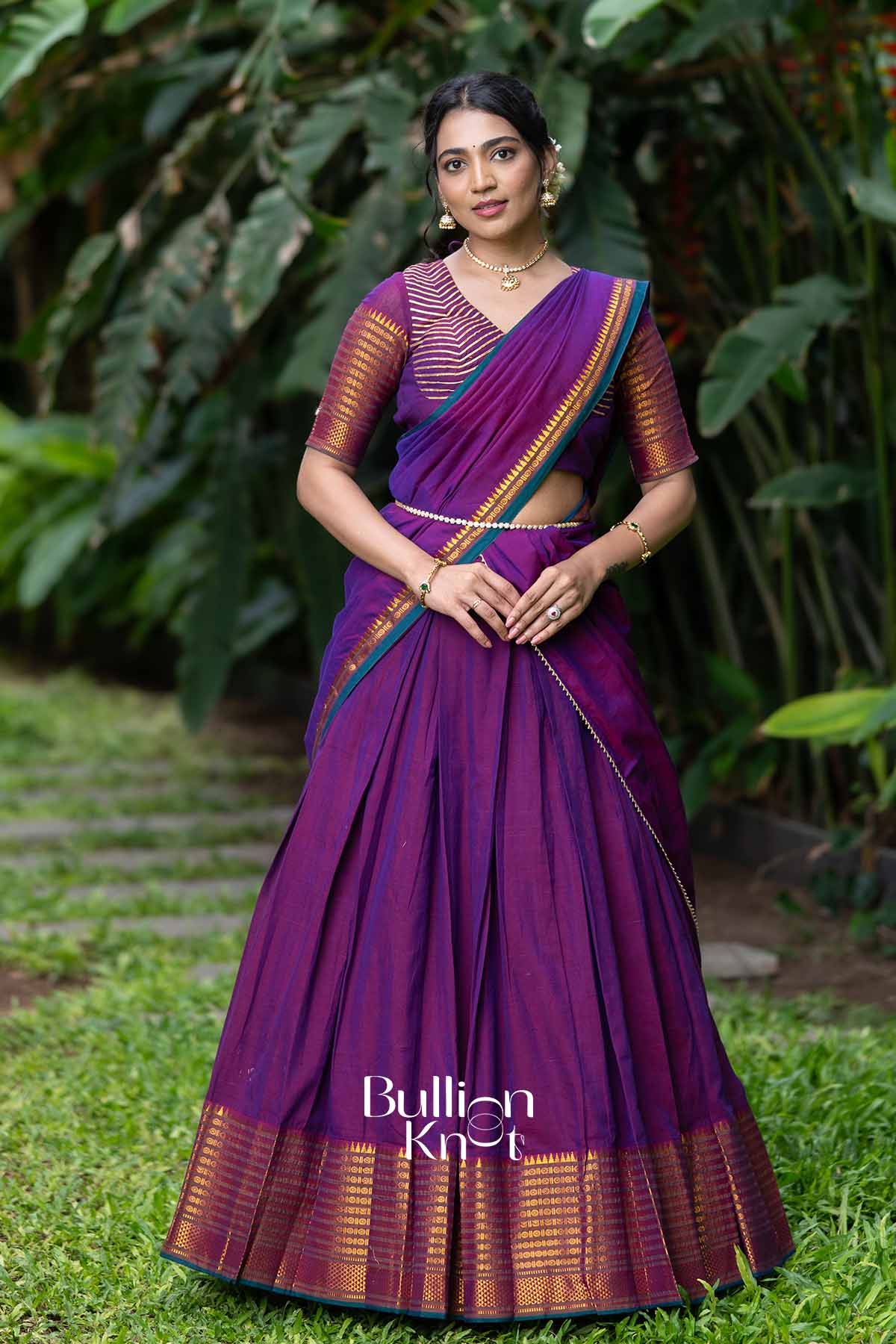 Nazakat | Magenta Handloom Half Saree | Festive Charm