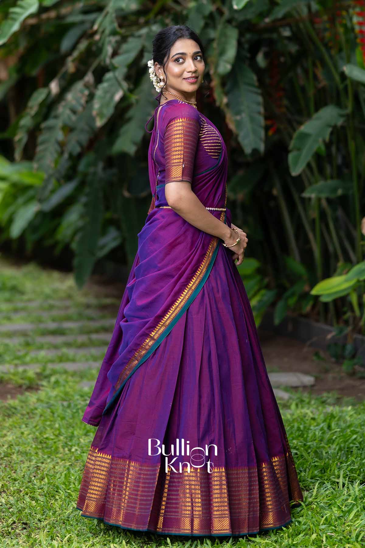 Nazakat | Magenta Handloom Half Saree | Festive Charm