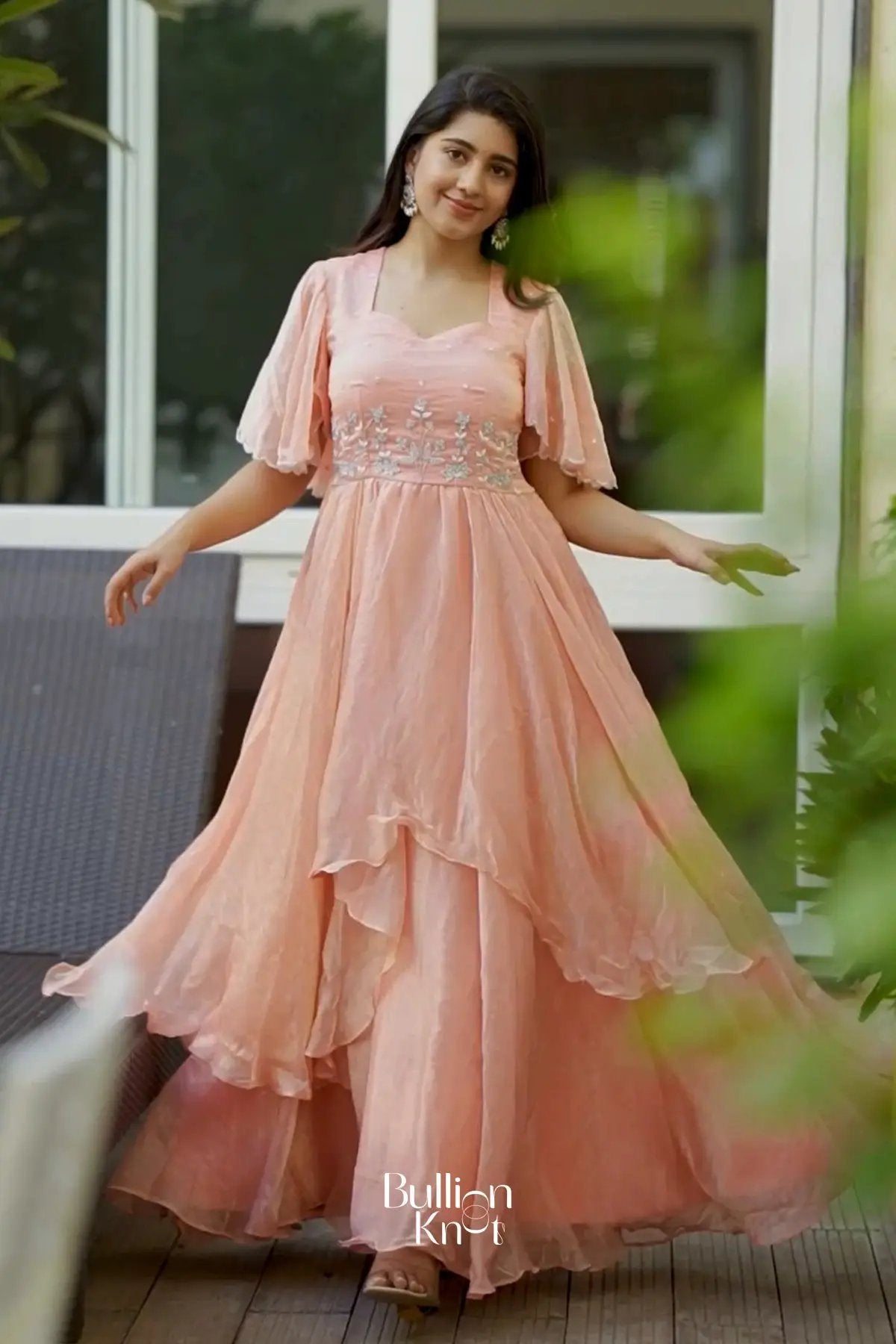 Raaha Rustle Maxi (Dress) In Peach pink