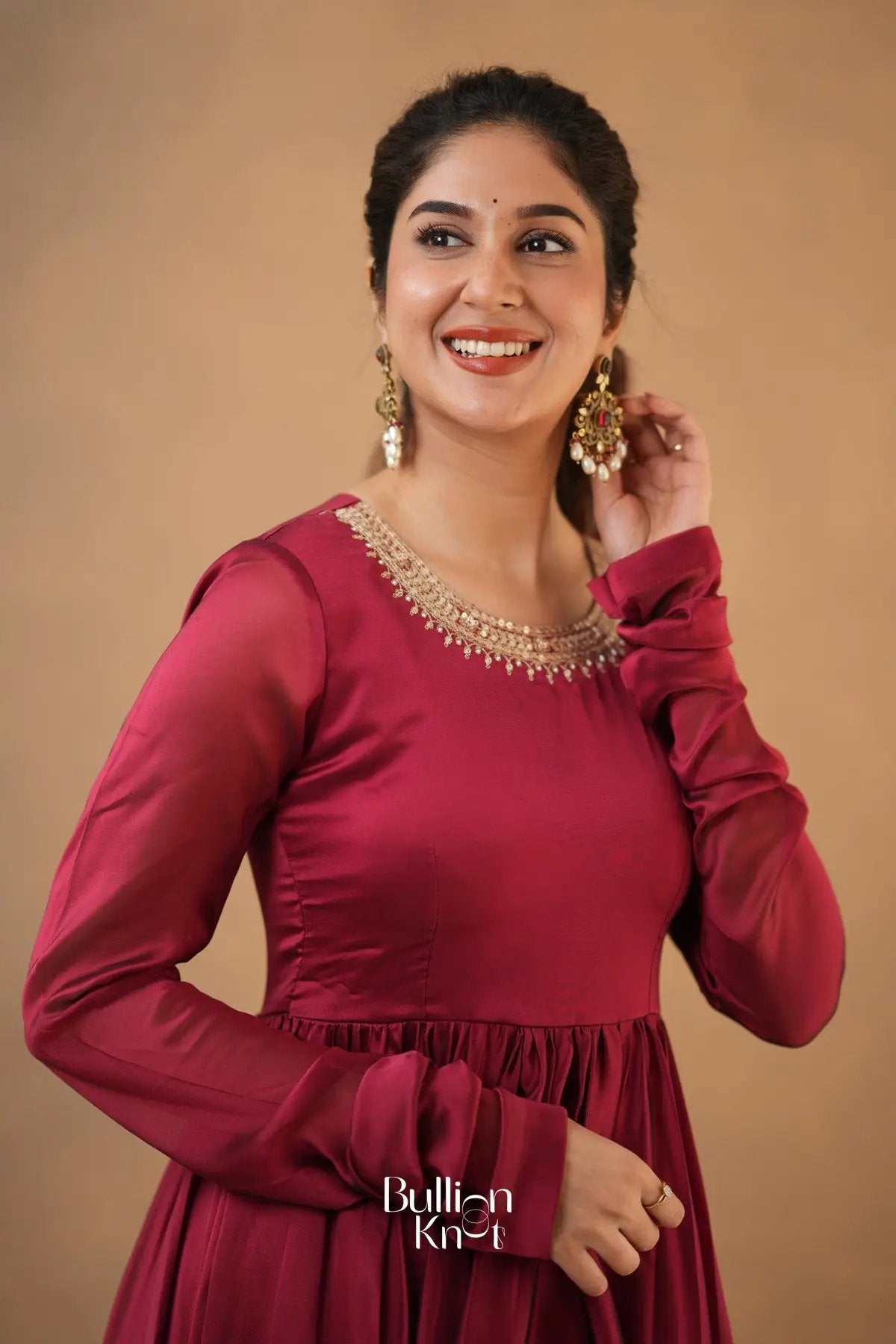 Monica Red 4-In-1 Anarkali With Jacket Suite Set