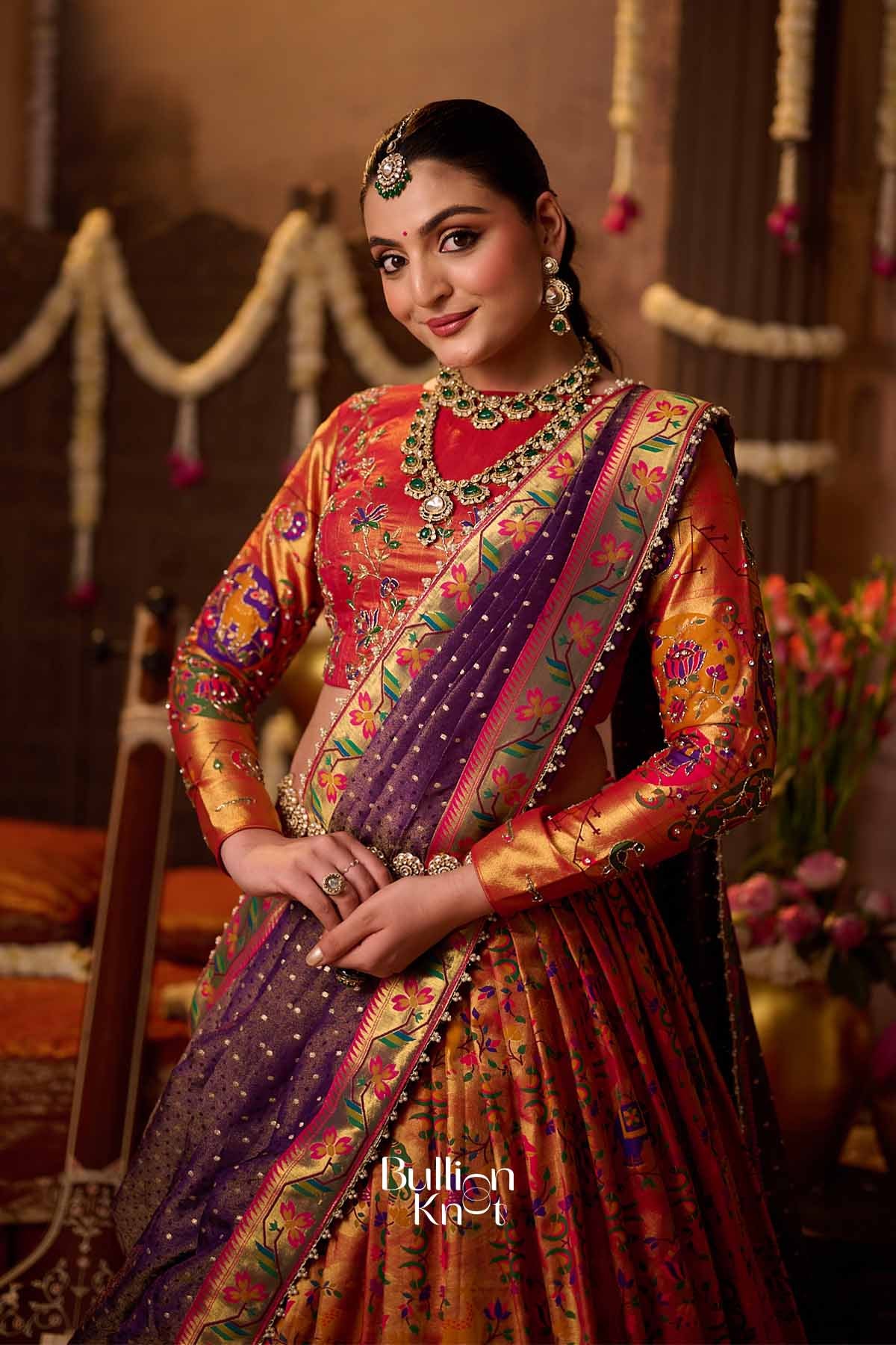 RaniRang | Paithani Brocade Silk Rani Pink Lehenga Set for Royal Weddings