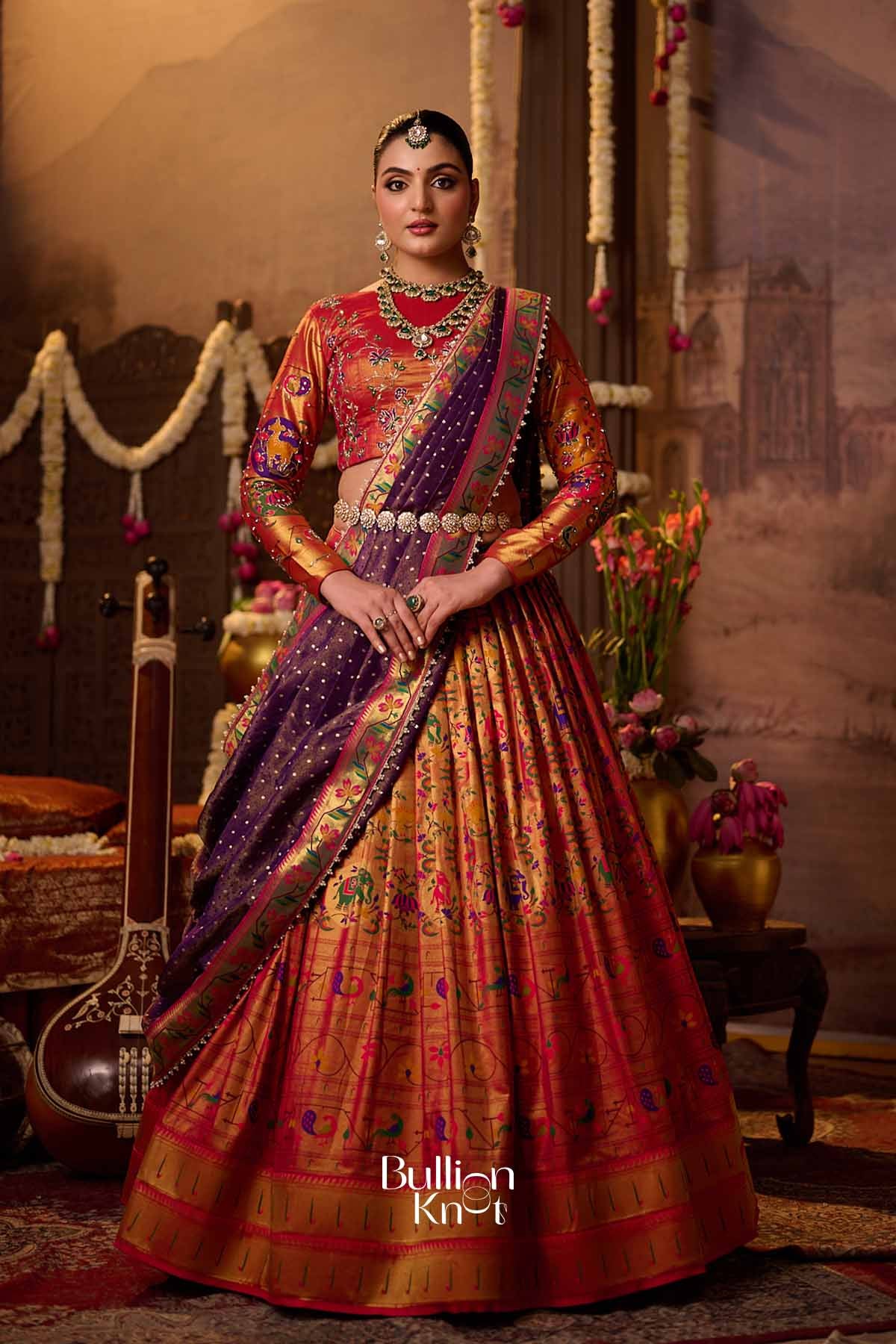 RaniRang | Paithani Brocade Silk Rani Pink Lehenga Set for Royal Weddings