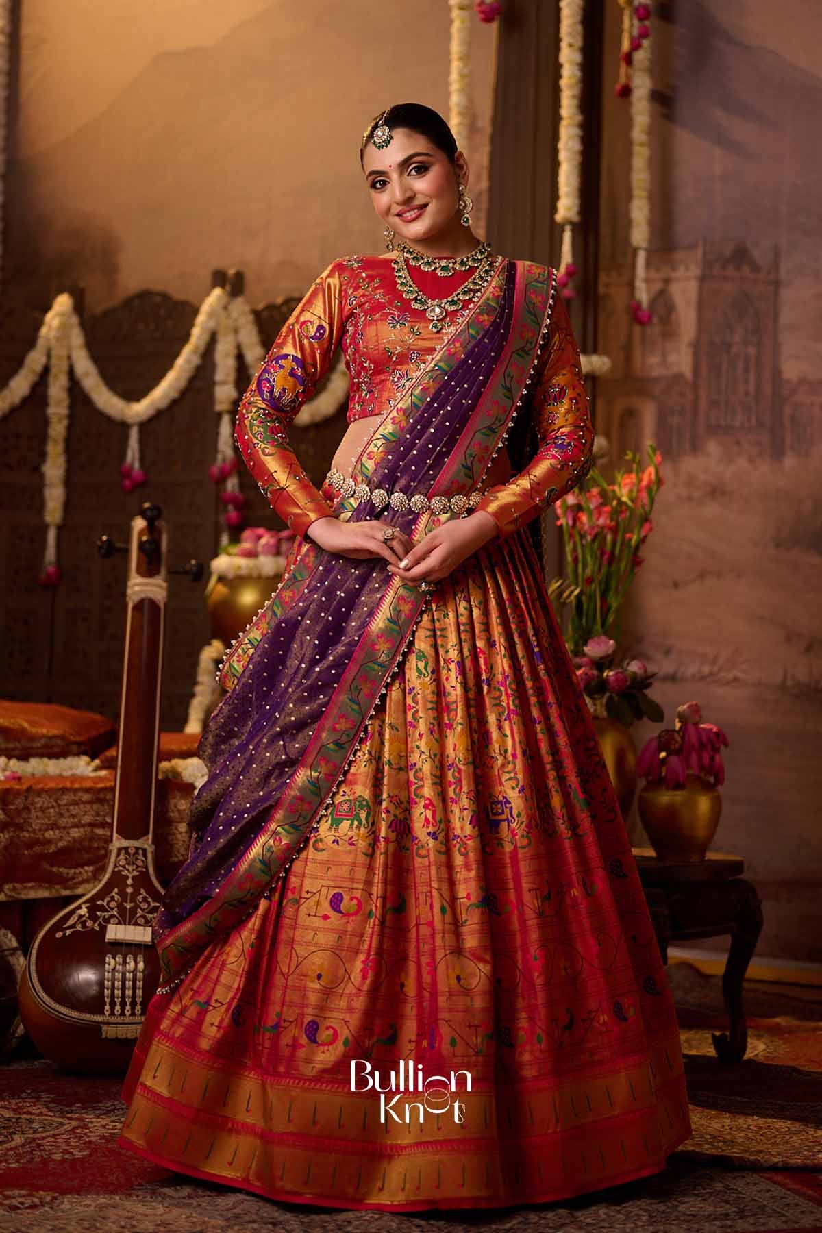 RaniRang | Paithani Brocade Silk Rani Pink Lehenga Set for Royal Weddings