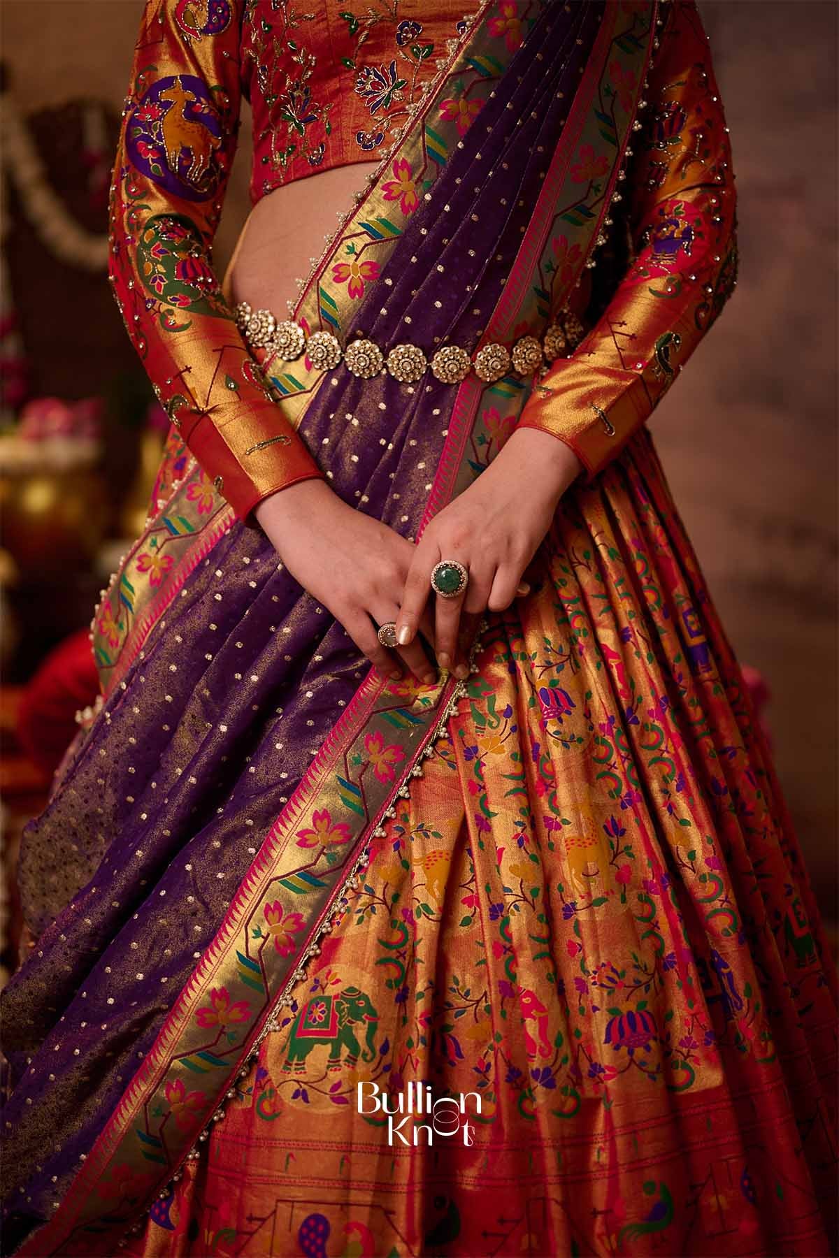RaniRang | Paithani Brocade Silk Rani Pink Lehenga Set for Royal Weddings