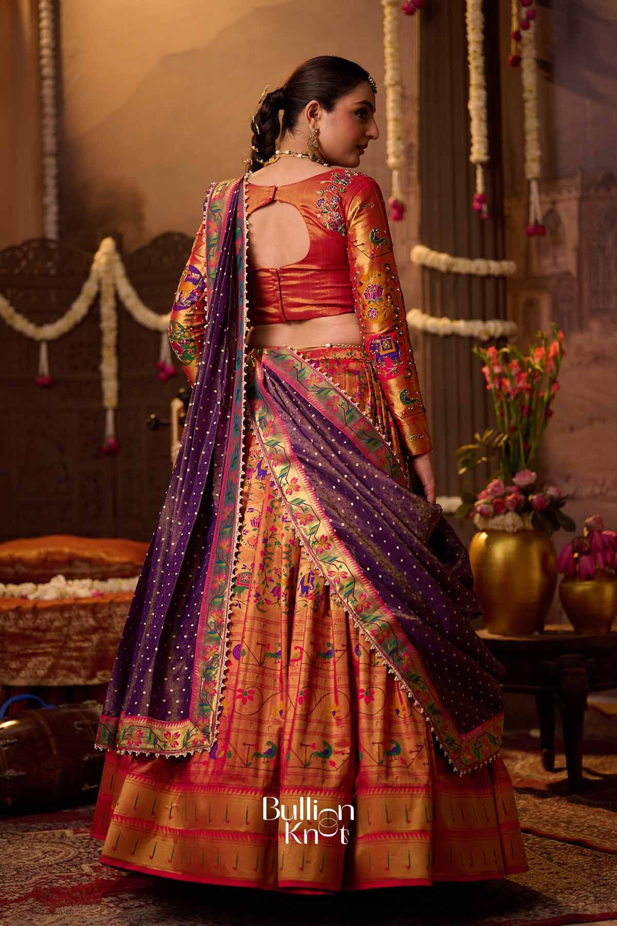RaniRang | Paithani Brocade Silk Rani Pink Lehenga Set for Royal Weddings