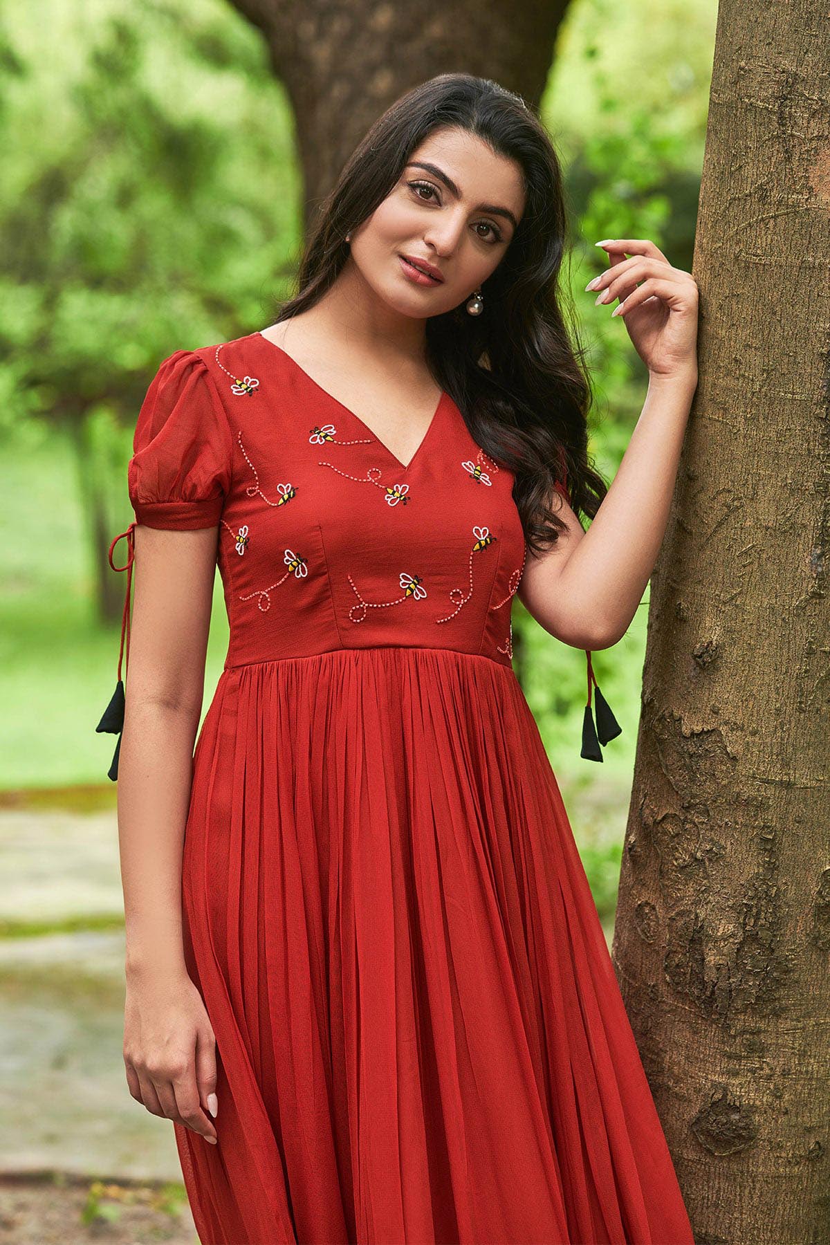 red georgette frock