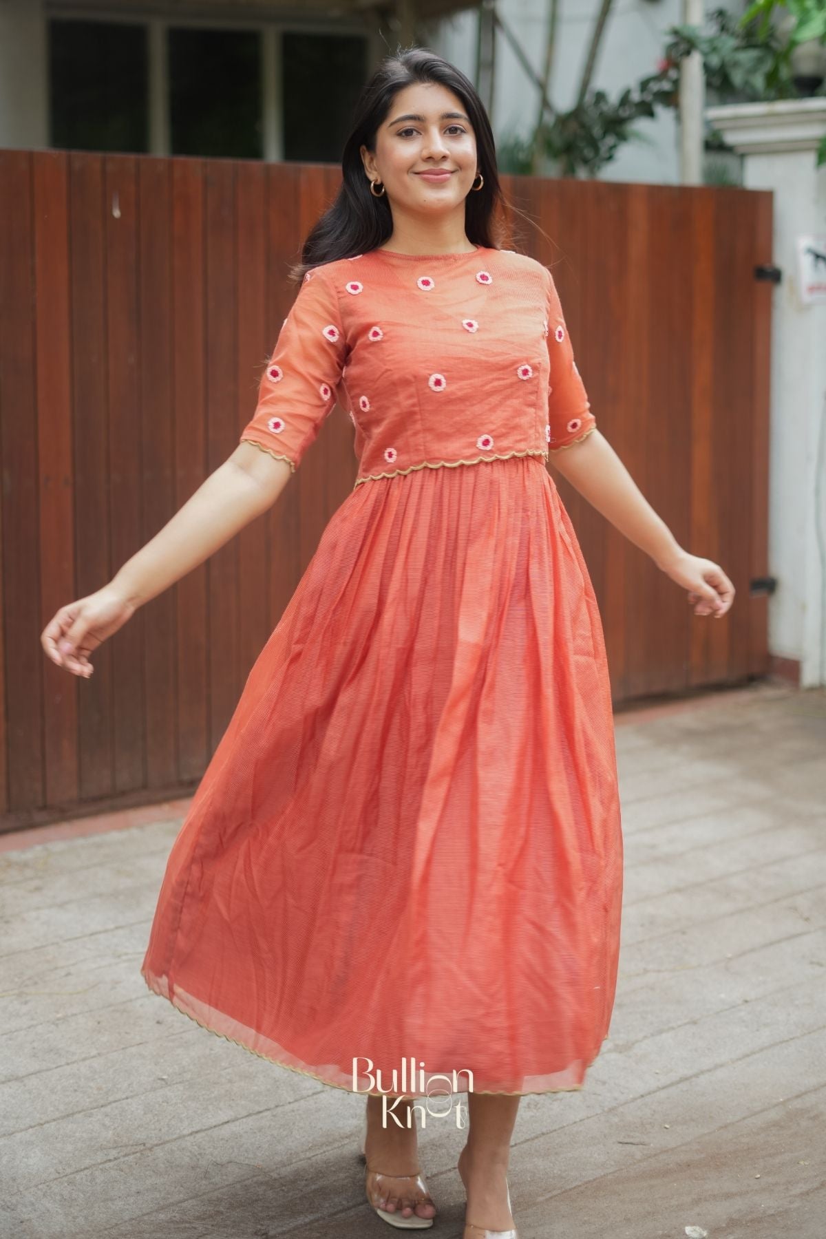 Delina Kota Doria Midi(Dress) in Rustic