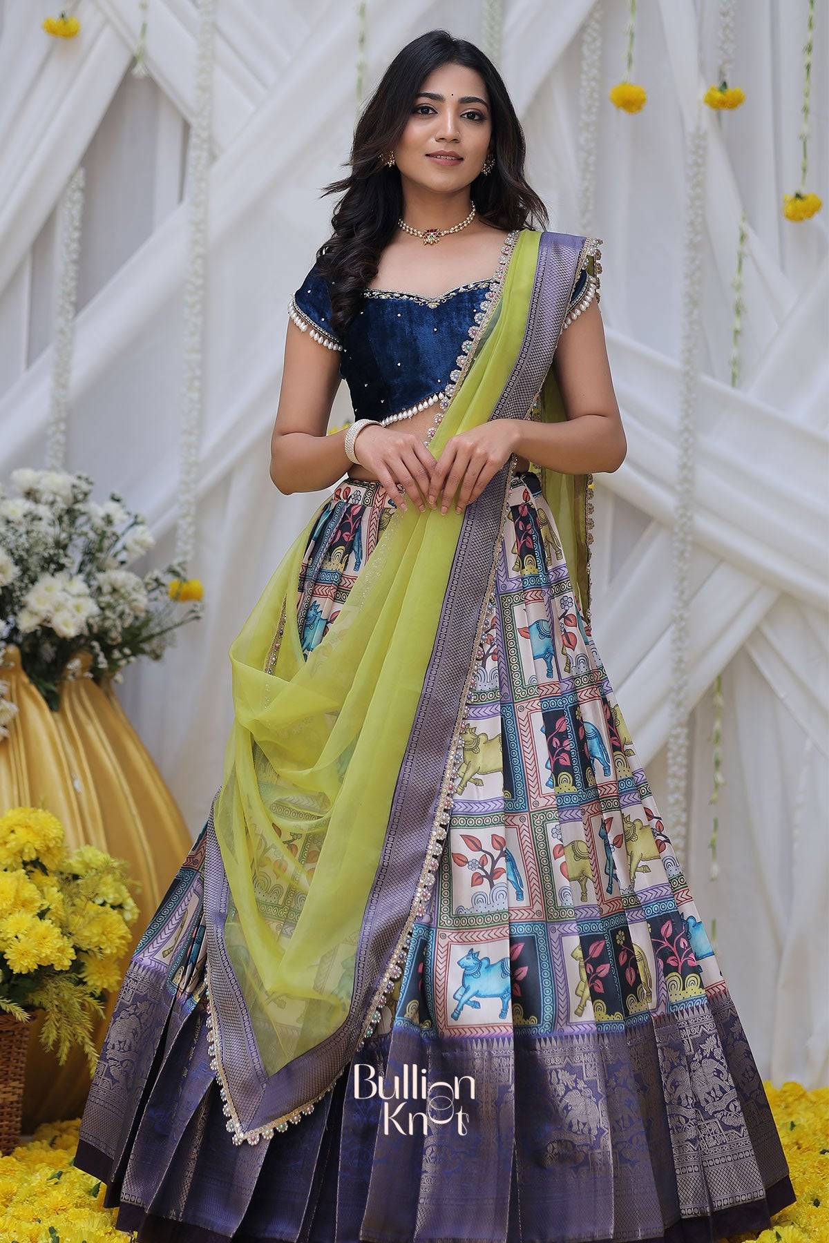 Payaswini Banarasi Lehenga Set in Blue Lehenga bullionknot