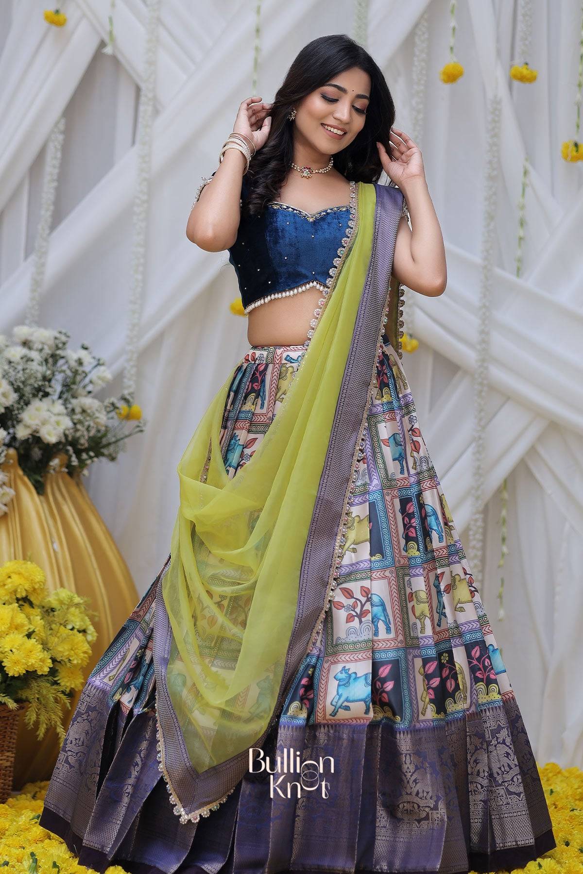 Payaswini Banarasi Lehenga Set in Blue Lehenga bullionknot