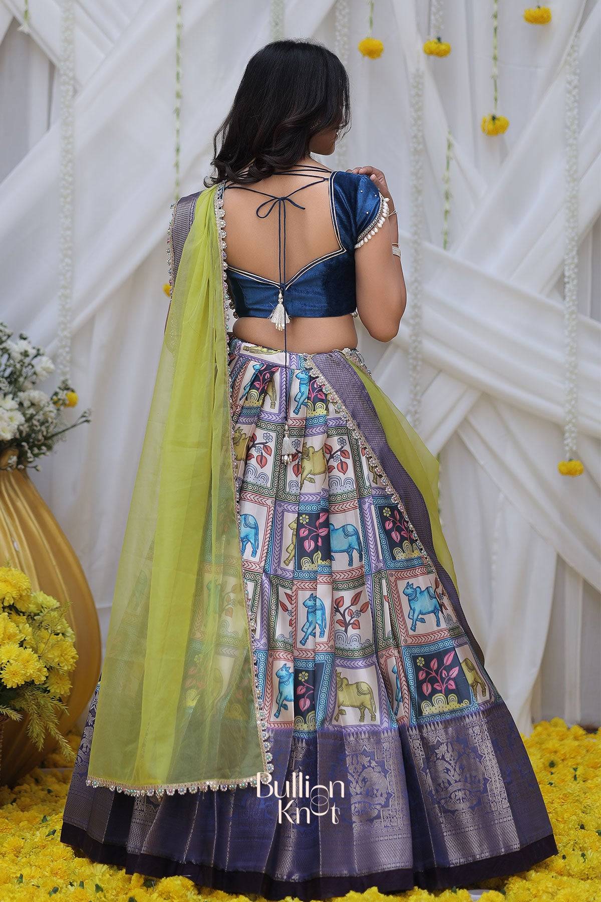 Payaswini Banarasi Lehenga Set in Blue Lehenga bullionknot