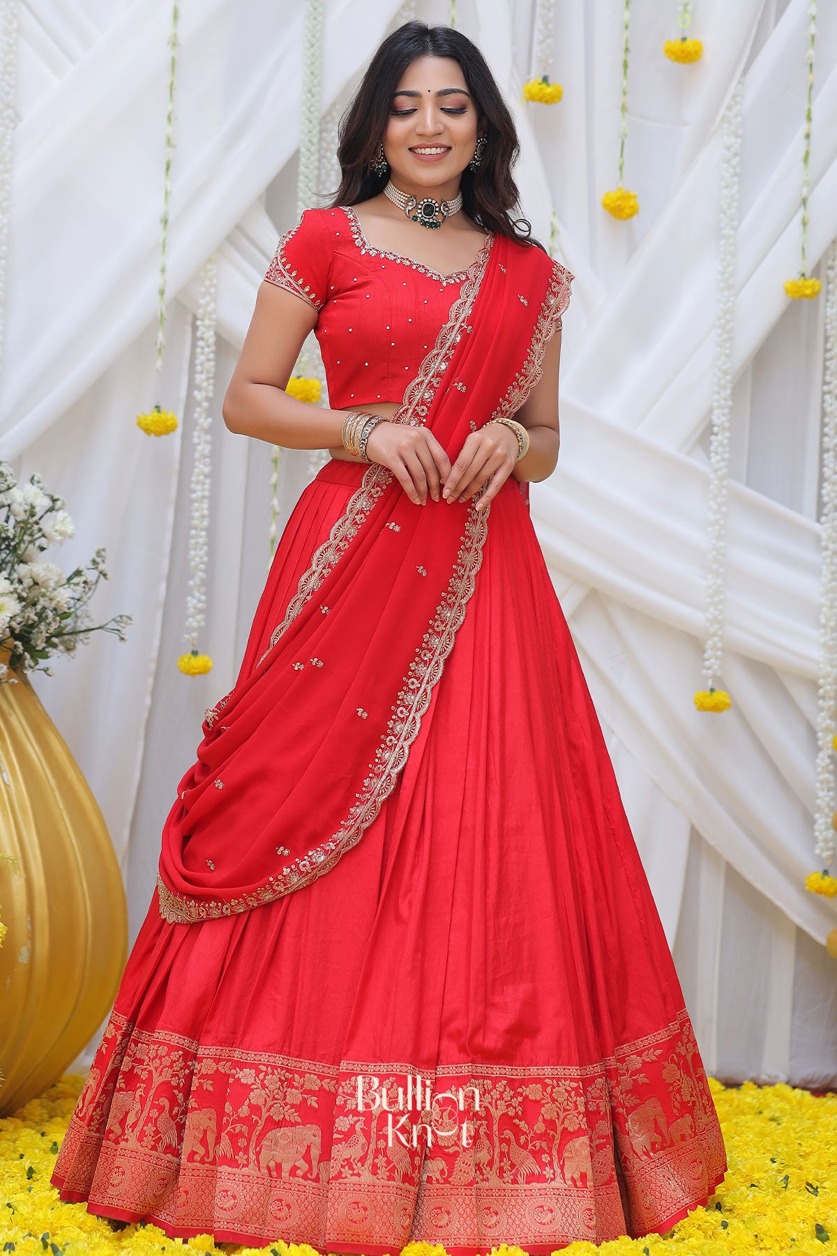 maharani lehenga set in red