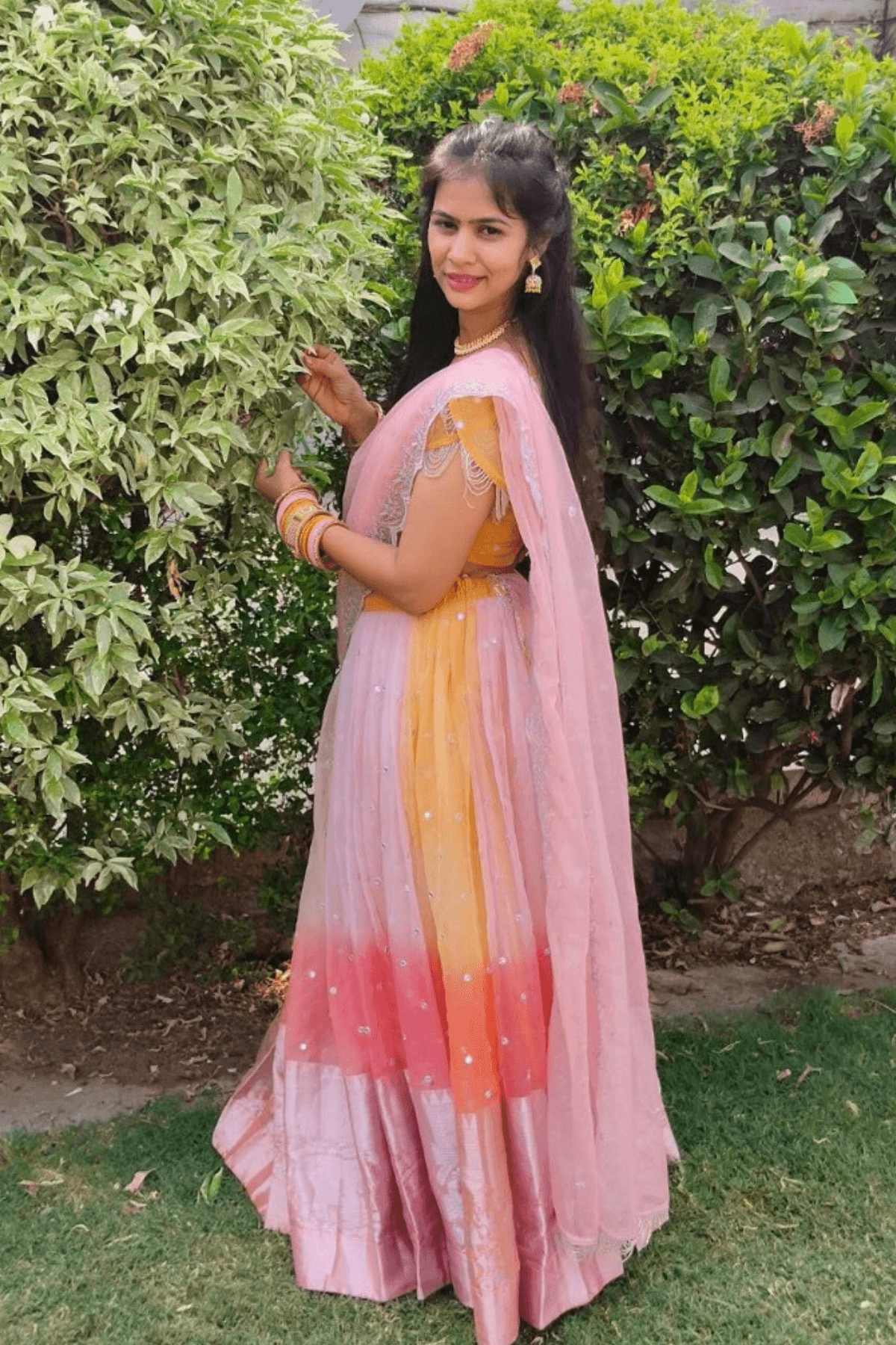 Tyohar Organza Lehenga Set in Orange