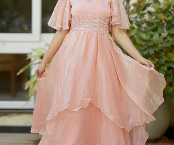 Simple Birthday Gown For Ladies Exclusive Kurta Suit Set|Forward Layered Maxi Dress|Trendy Layered Maxi Dress Raaha Peach Pink Rustle Layered Maxi Dress At Bullionknot Simple Birthday Gown For Ladies Exclusive Kurta Suit Set|Forward Layered Maxi Dress|Trendy Layered Maxi Dress Raaha Peach Pink Rustle Layered Maxi Dress At Bullionknot