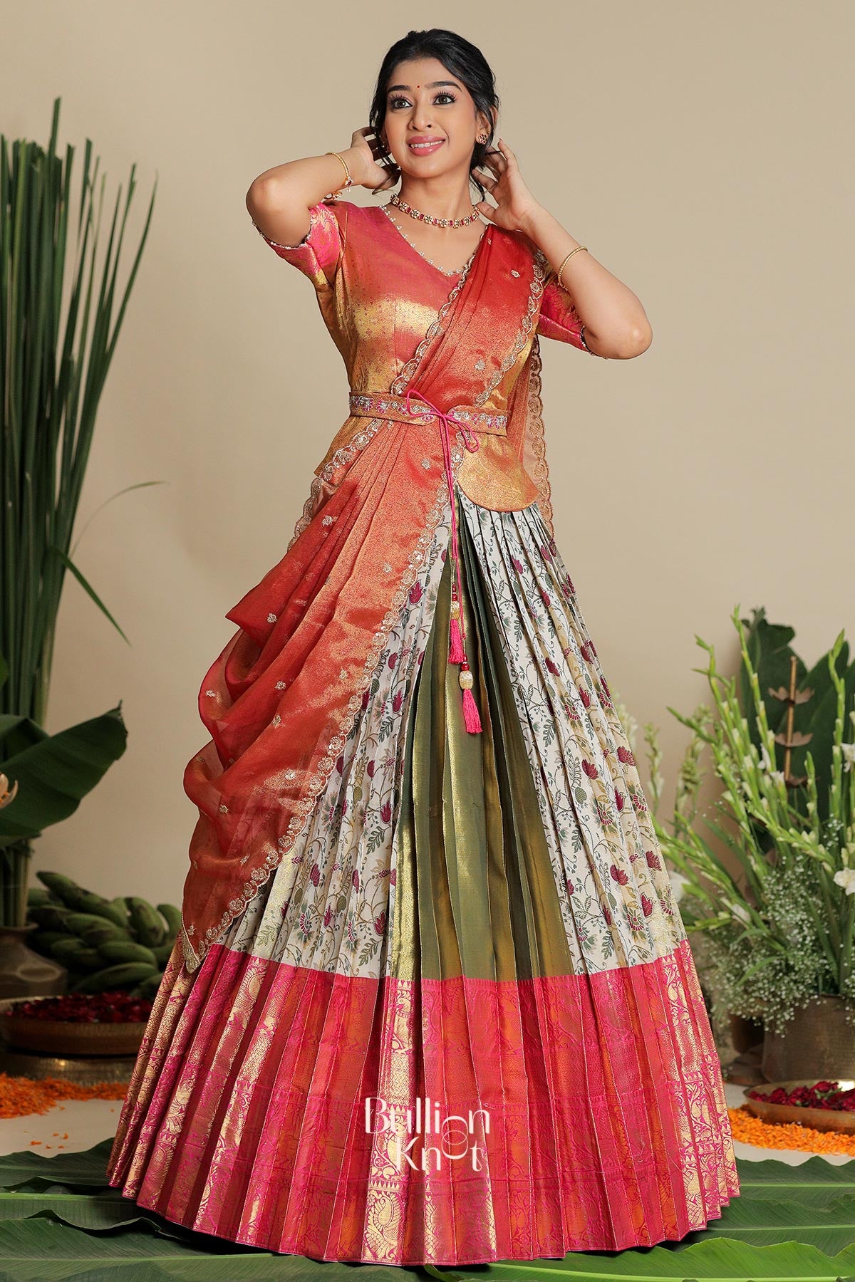 Sudiksha Banarasi Lehenga Set in Ivory