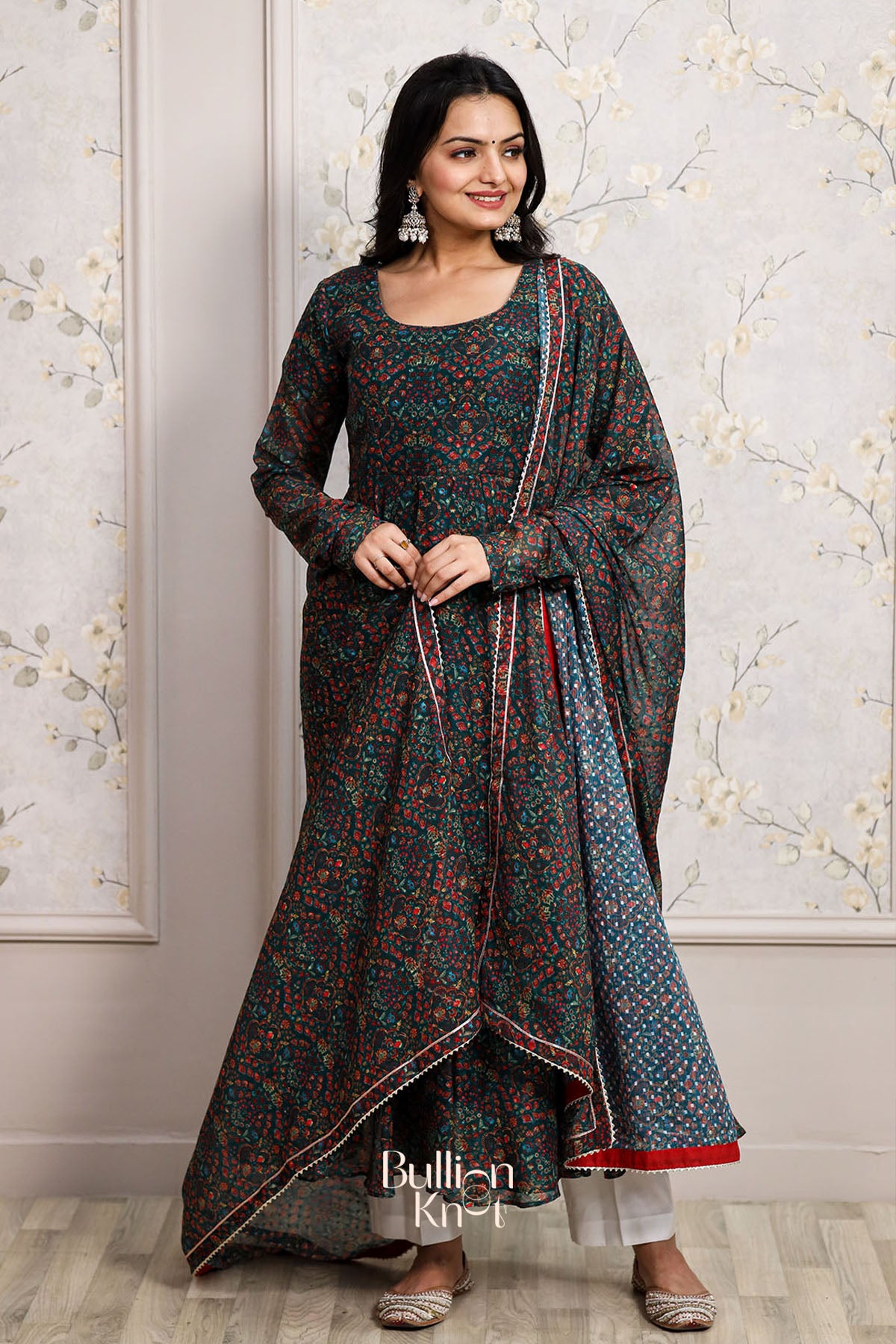 Gulkhera 3 Piece Suit Set in Dark Green