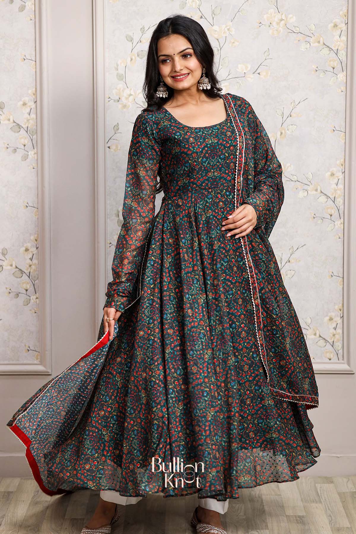 Gulkhera 3 Piece Suit Set in Dark Green