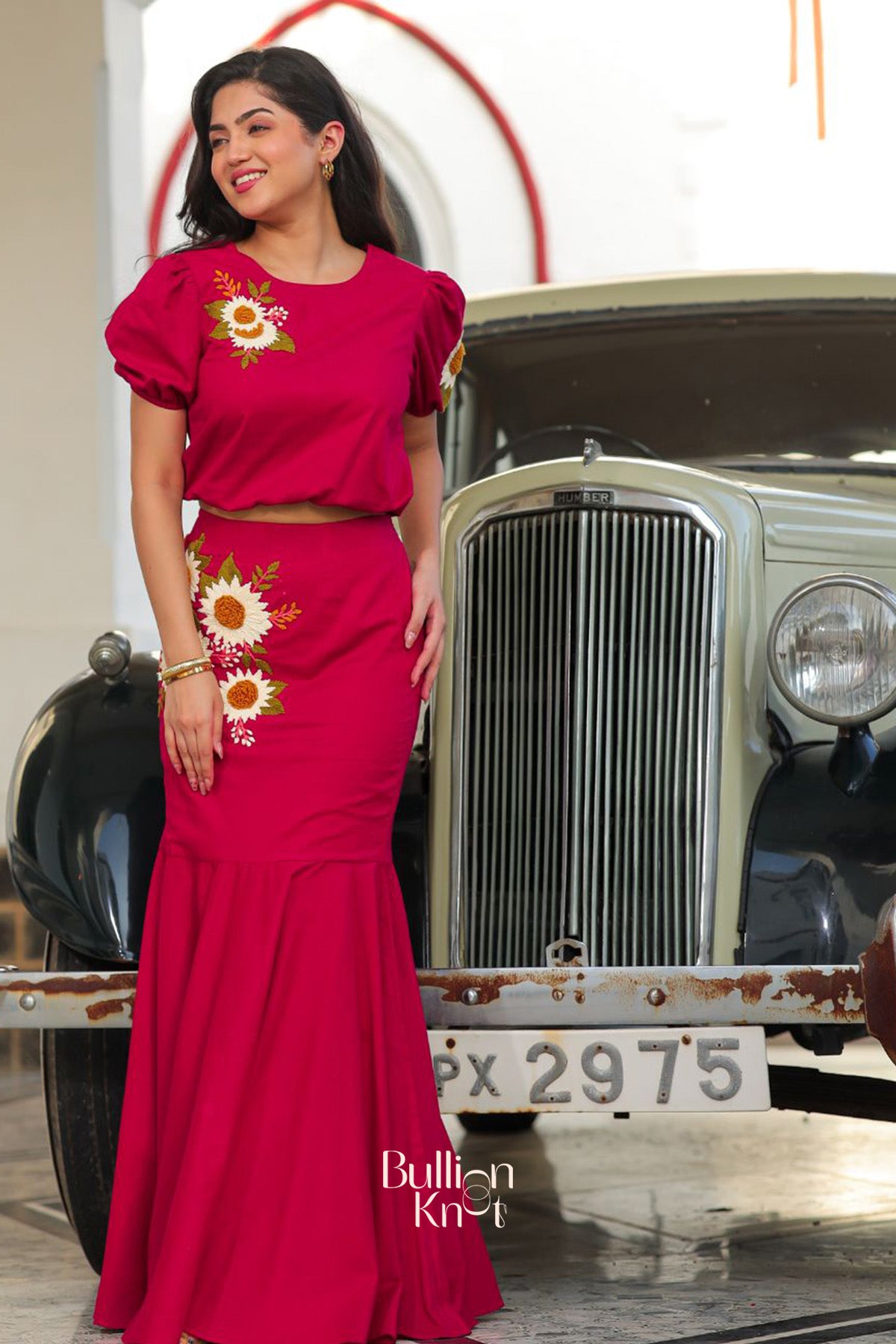 Paprika Crop Top Set in Red