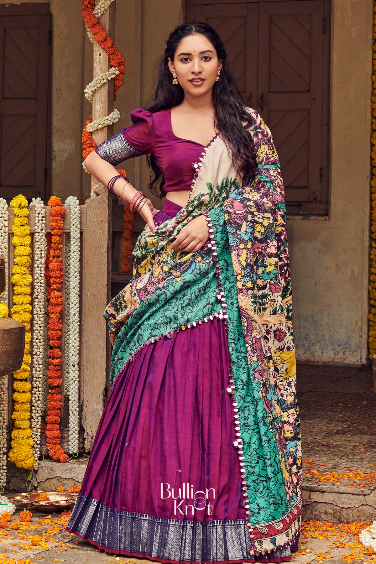 Yamunaras Handloom Half Saree in Purple