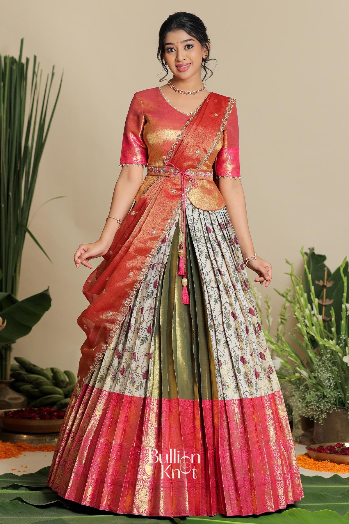 Sudiksha Banarasi Lehenga Set in Ivory