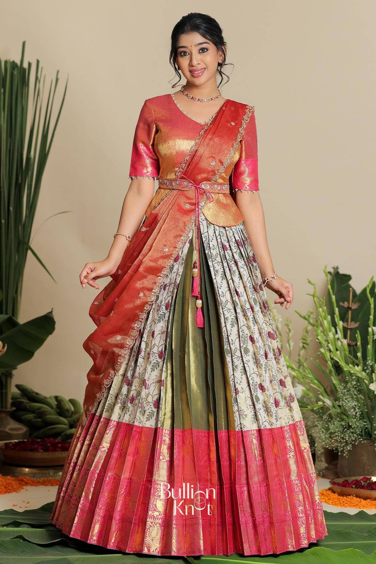 Sudiksha Banarasi Lehenga Set in Ivory