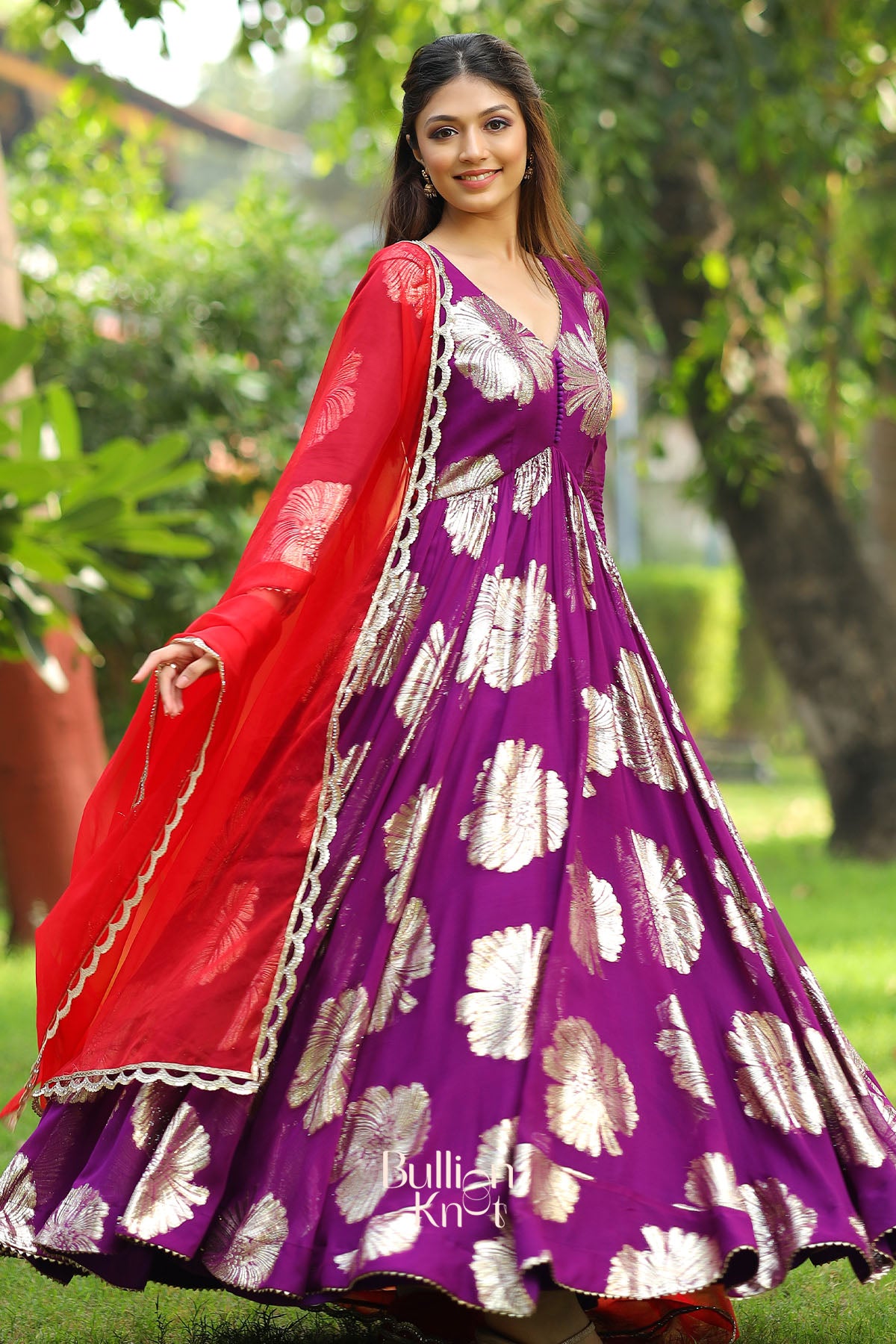 Jasmin Anarkali Suit Set in Purple