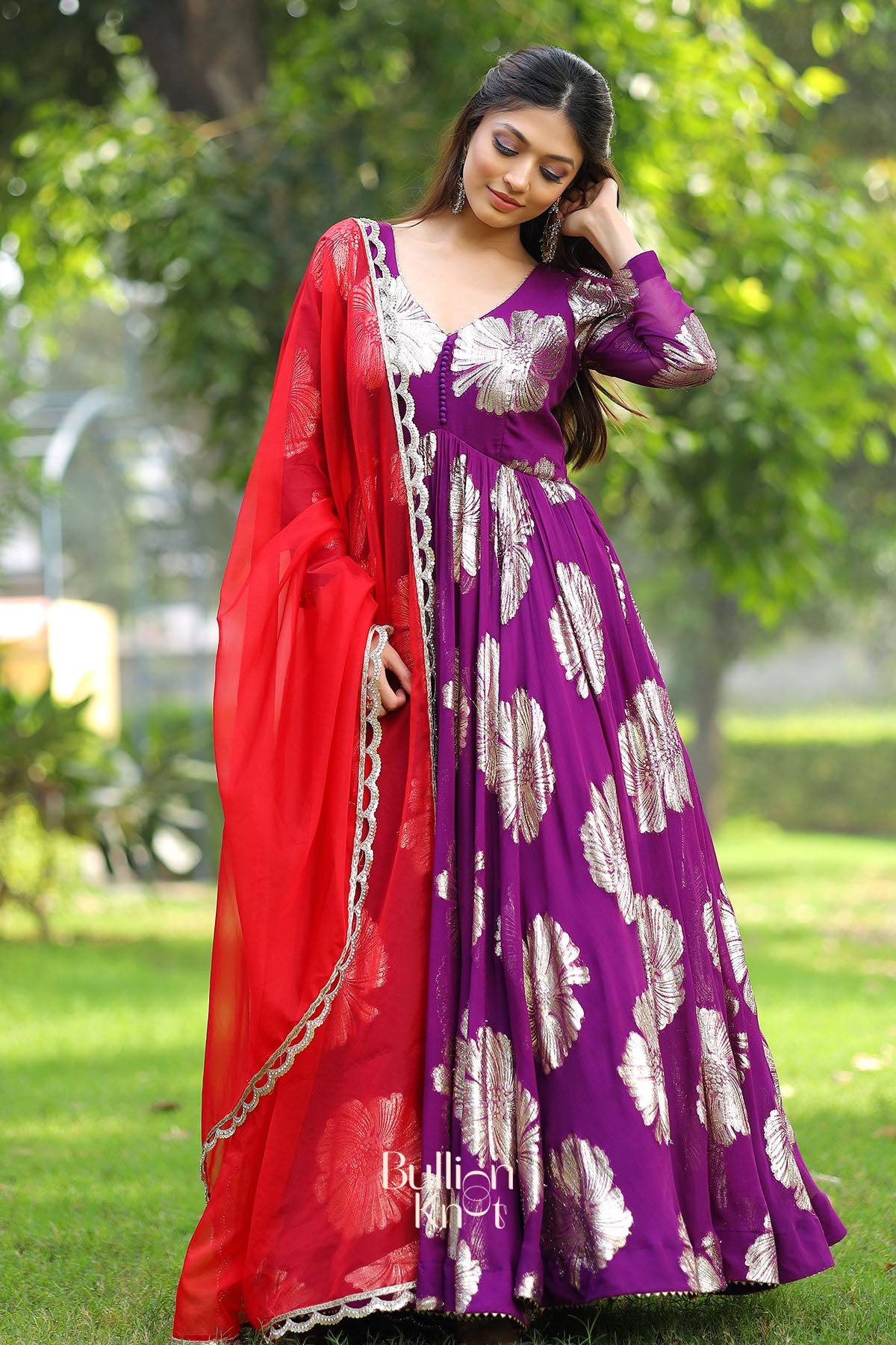 Jasmin Anarkali Suit Set in Purple