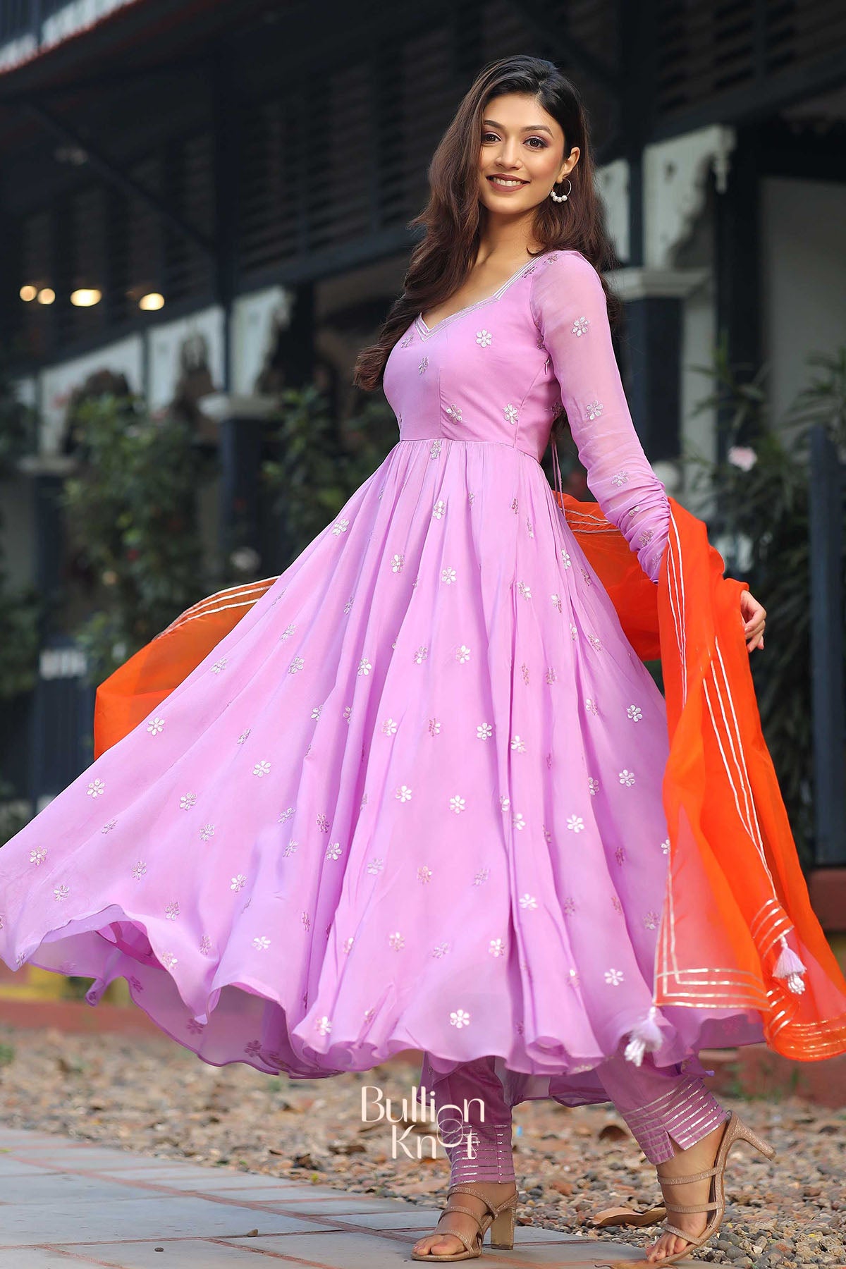 Aurora Anarkali Suit Set in Lilac