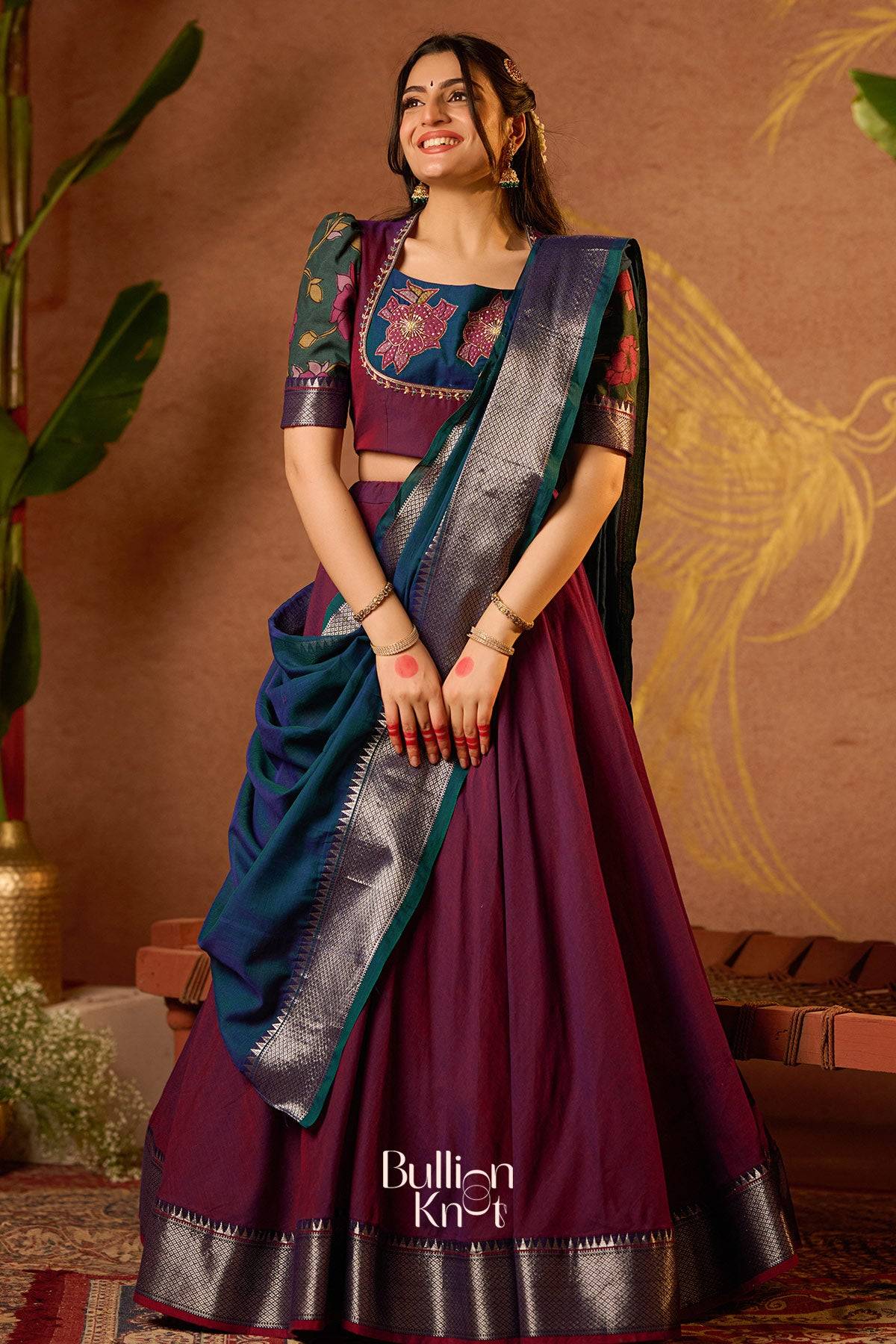 Vamika Half Saree in Wine