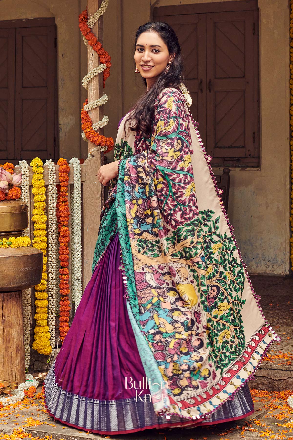 Yamunaras Handloom Half Saree in Purple