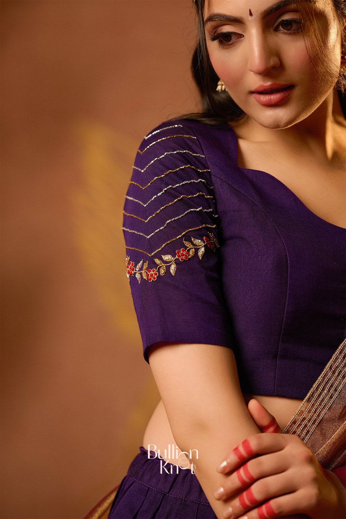 Mahalaxmi Half Saree Purple Handloom Lehenga