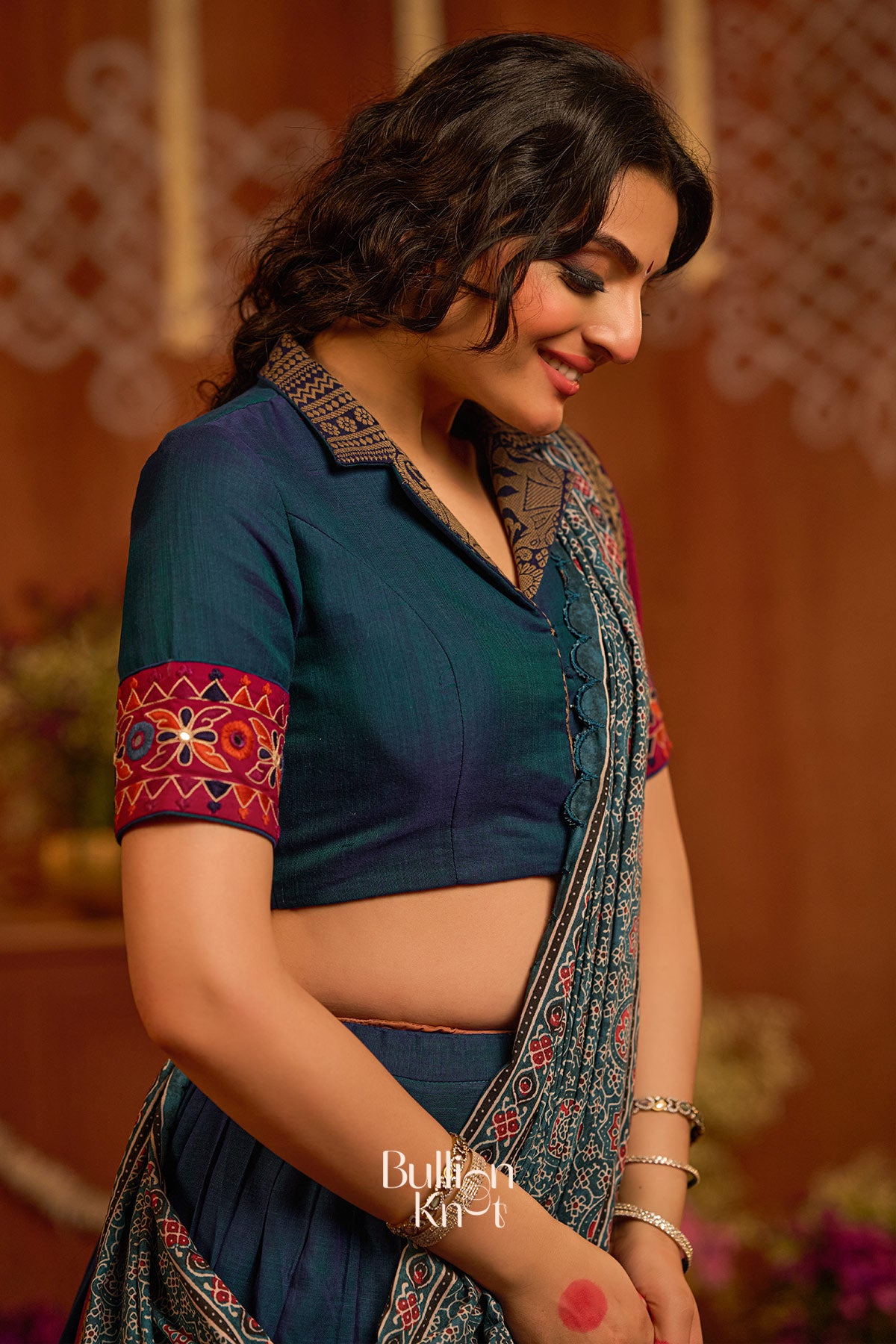 Rudram Half saree In Peacock Blue