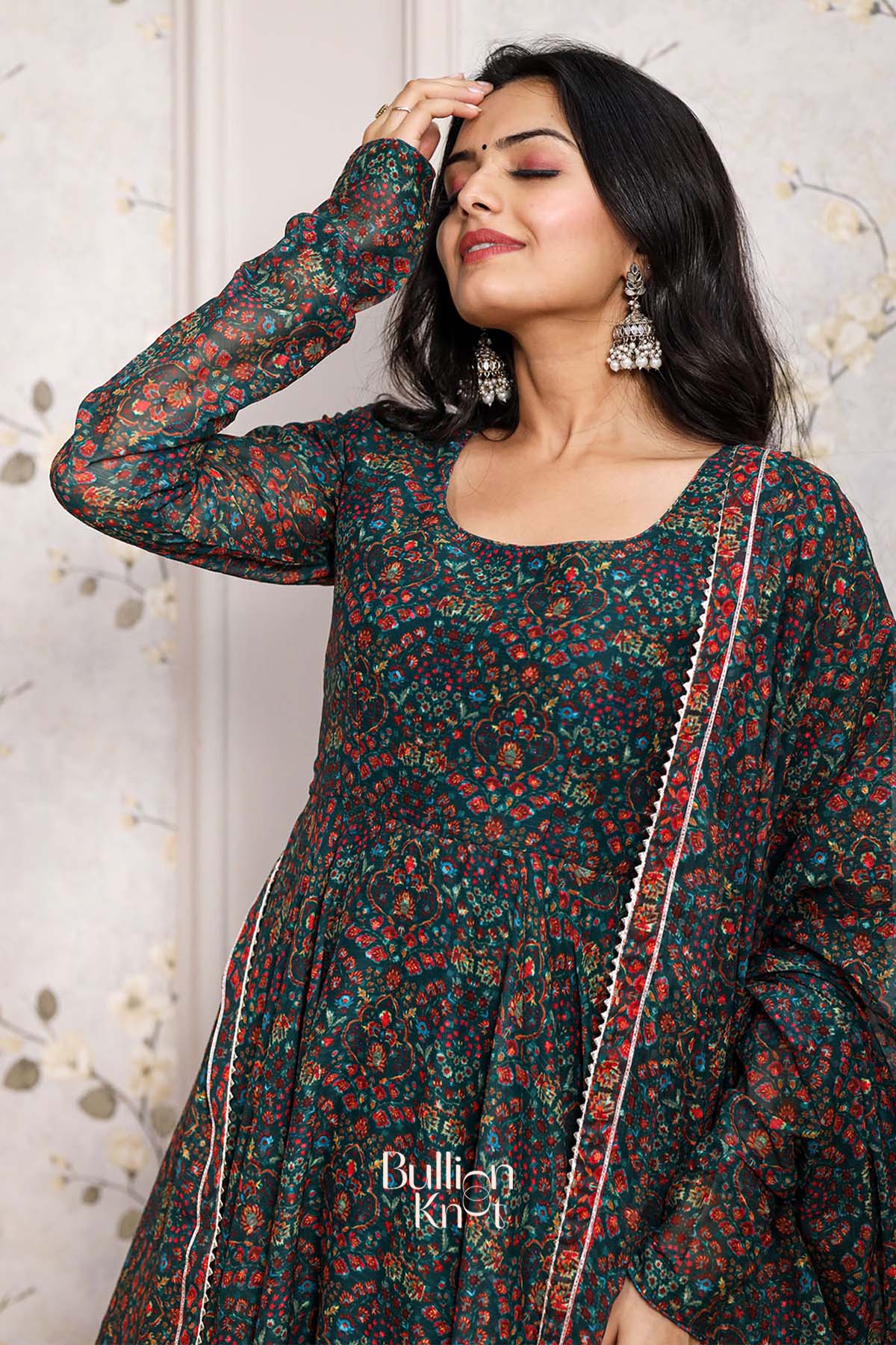Gulkhera 3 Piece Suit Set in Dark Green
