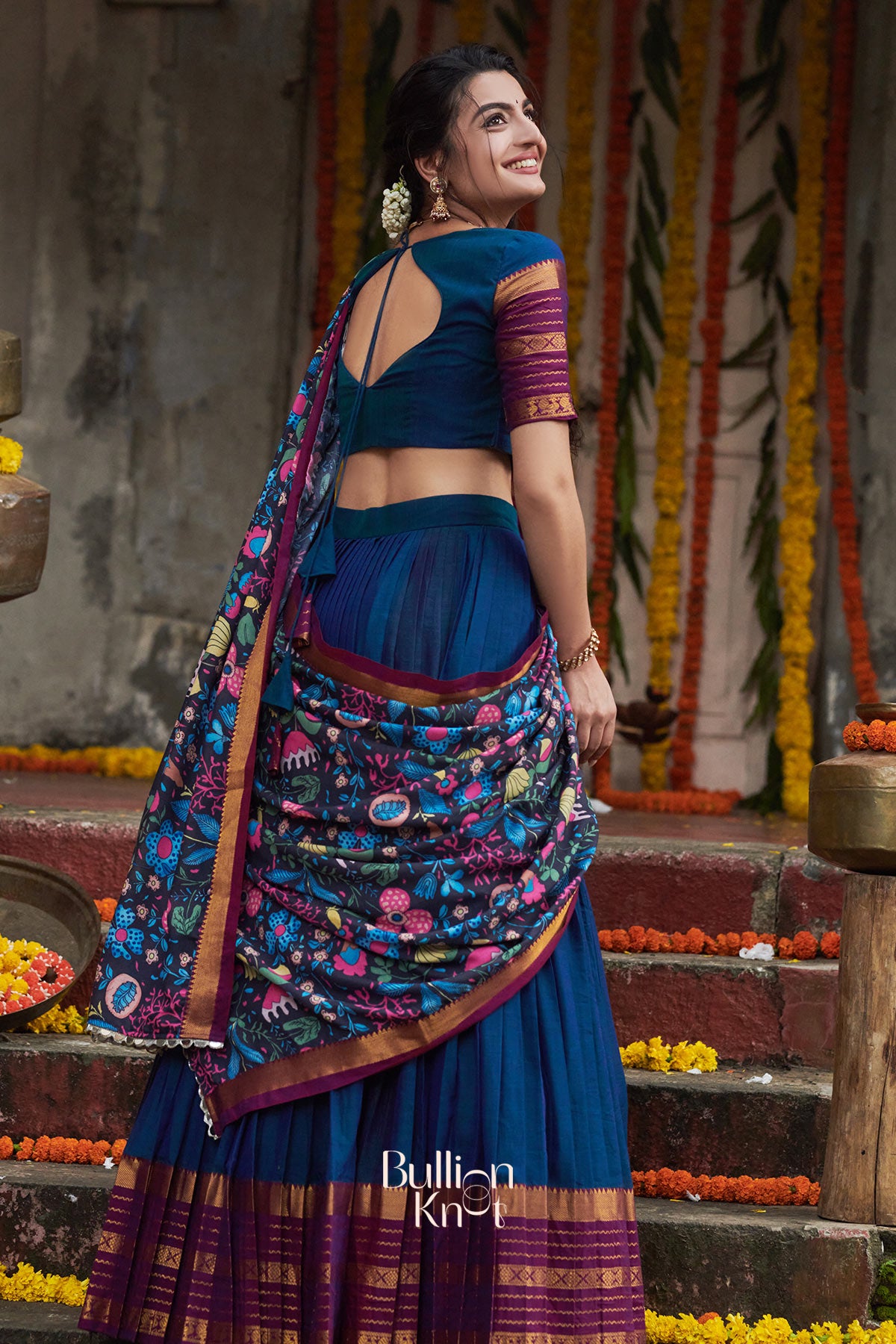 Vishnukund handloom half saree combining tradition and soft elegance