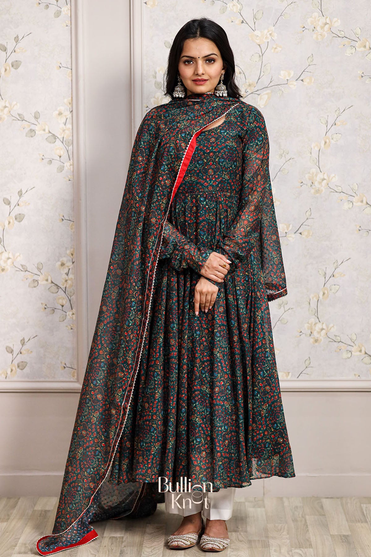 Gulkhera 3 Piece Suit Set in Dark Green