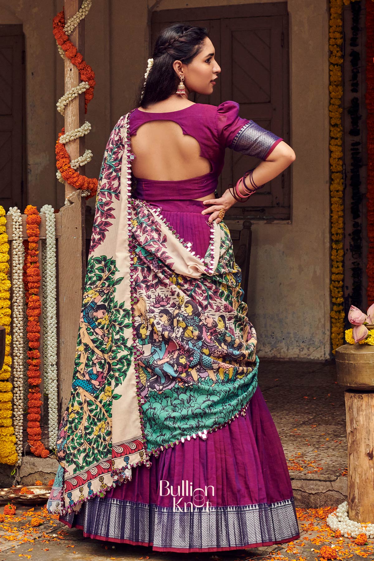 Yamunaras Handloom Half Saree in Purple