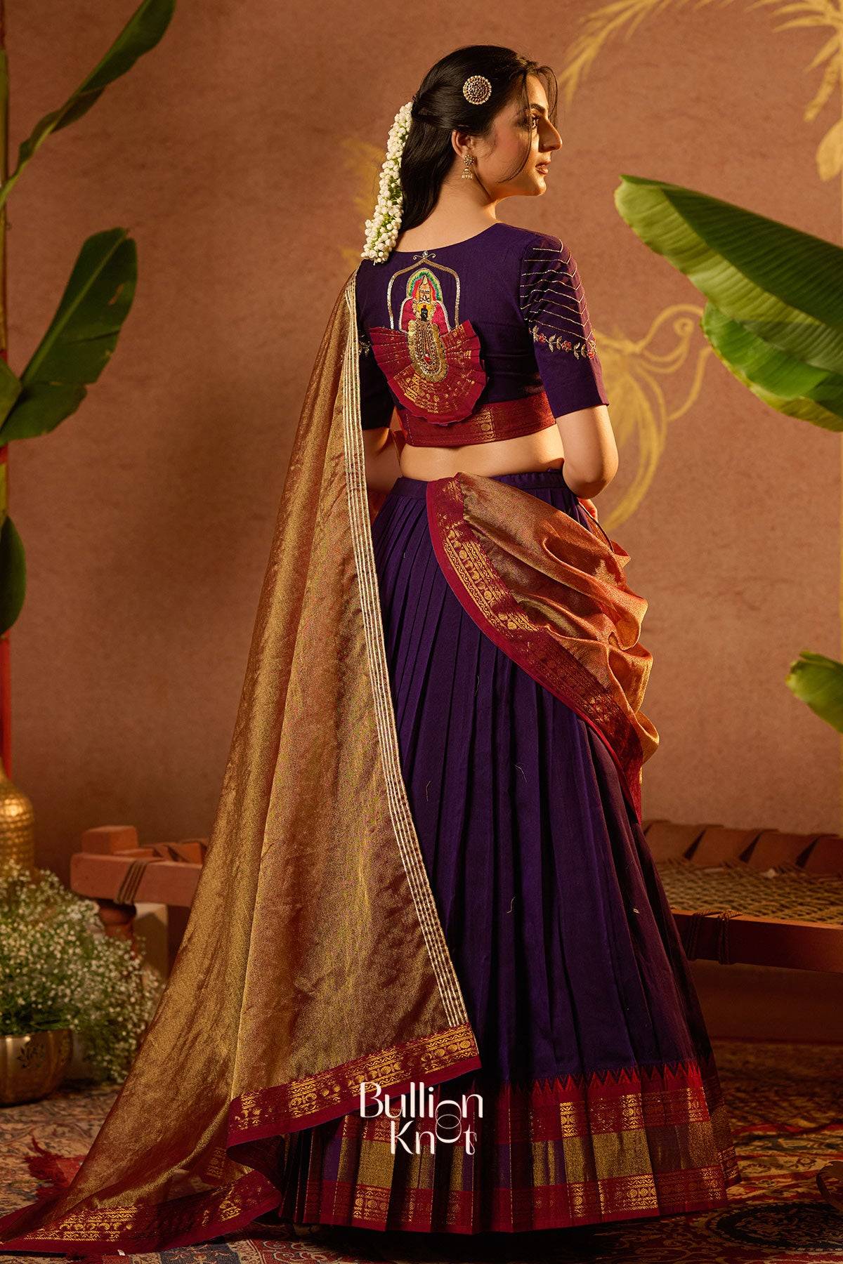 Mahalaxmi Half Saree Purple Handloom Lehenga