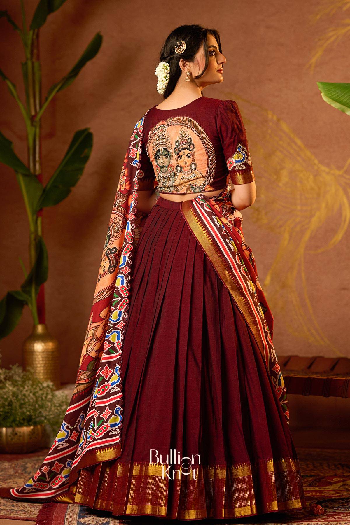 Sitaramam Half Saree in Maroon