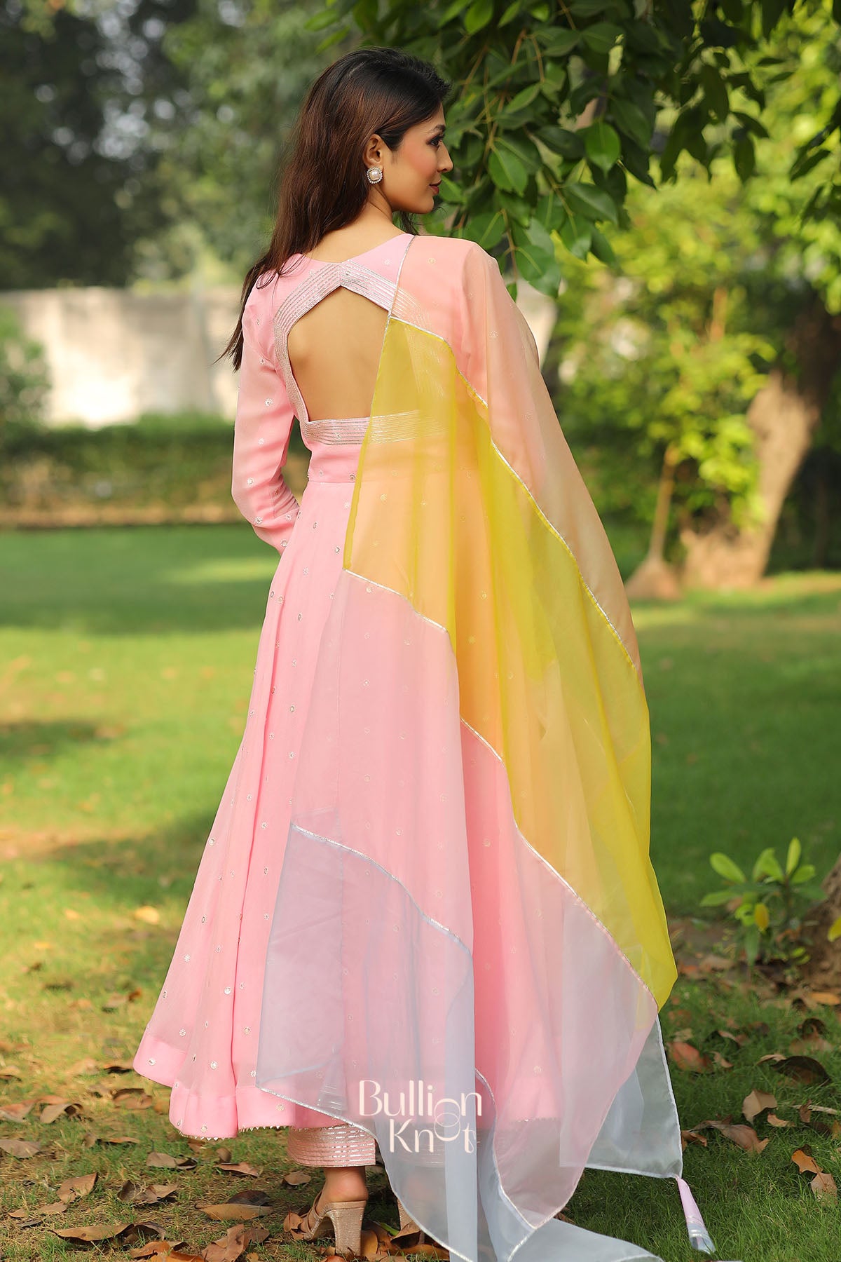 Coral Anarkali Suit Set in Pink