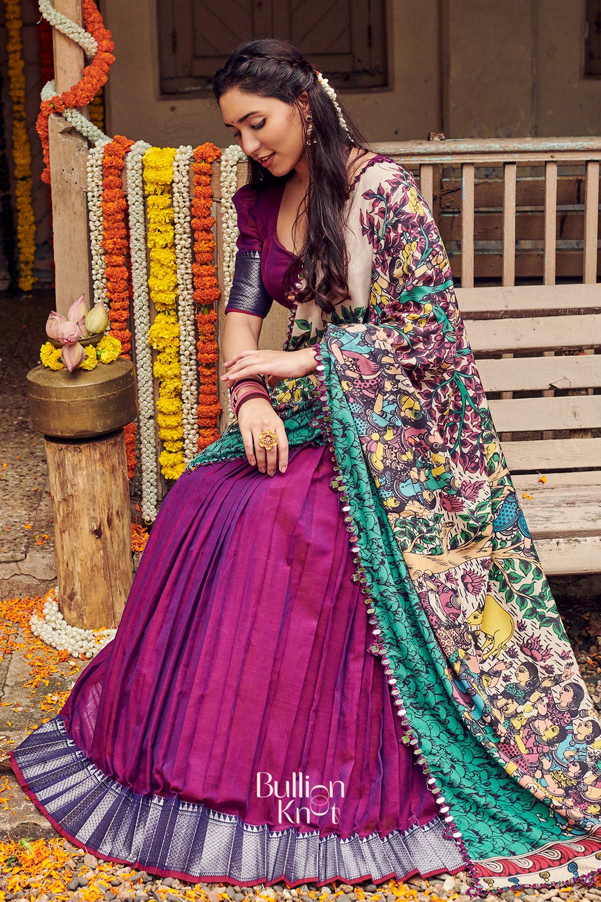 Yamunaras Handloom Half Saree in Purple