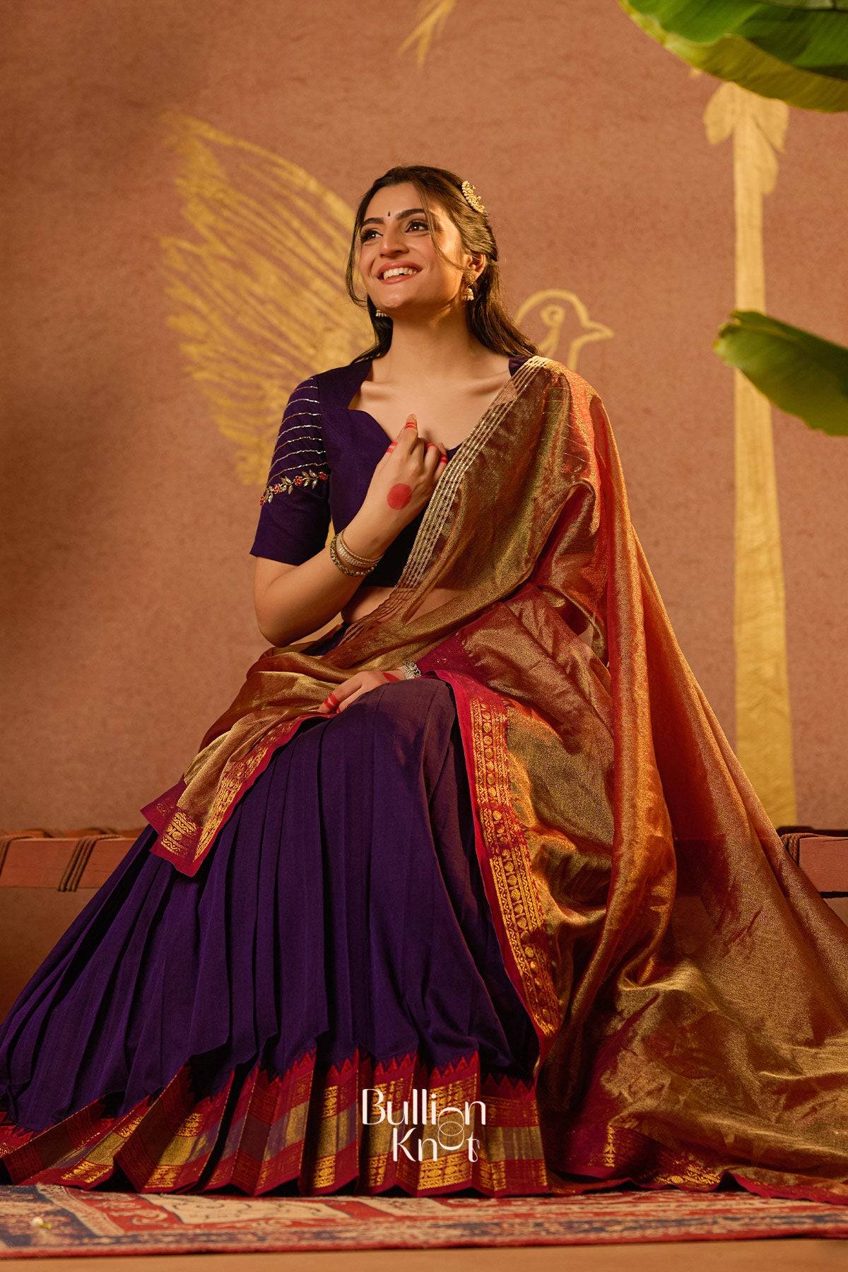 Mahalaxmi Half Saree Purple Handloom Lehenga